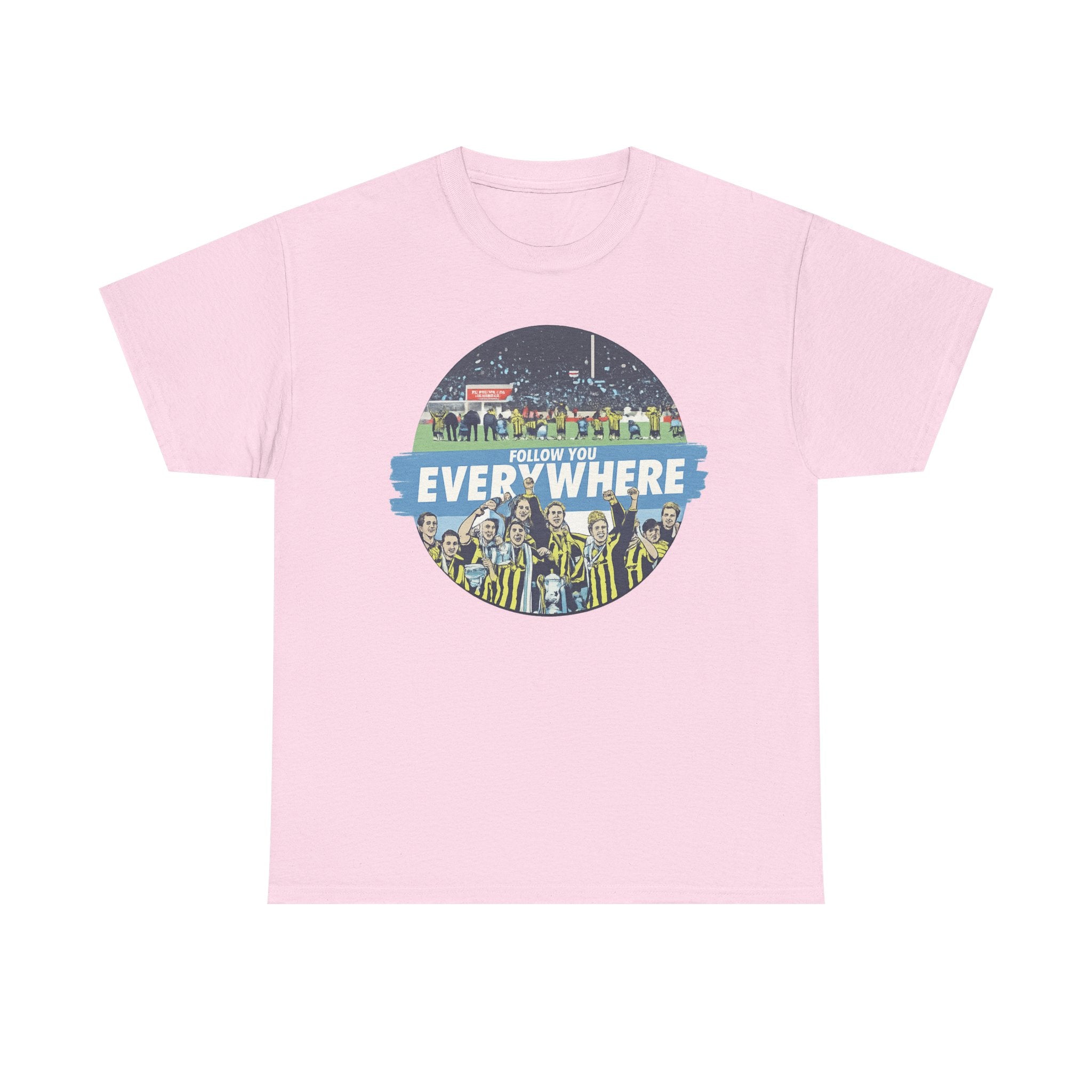 Manchester City Everywhere Soccer Crowd Graphic Tee — 'Follow You Everywhere' Fan Shirt