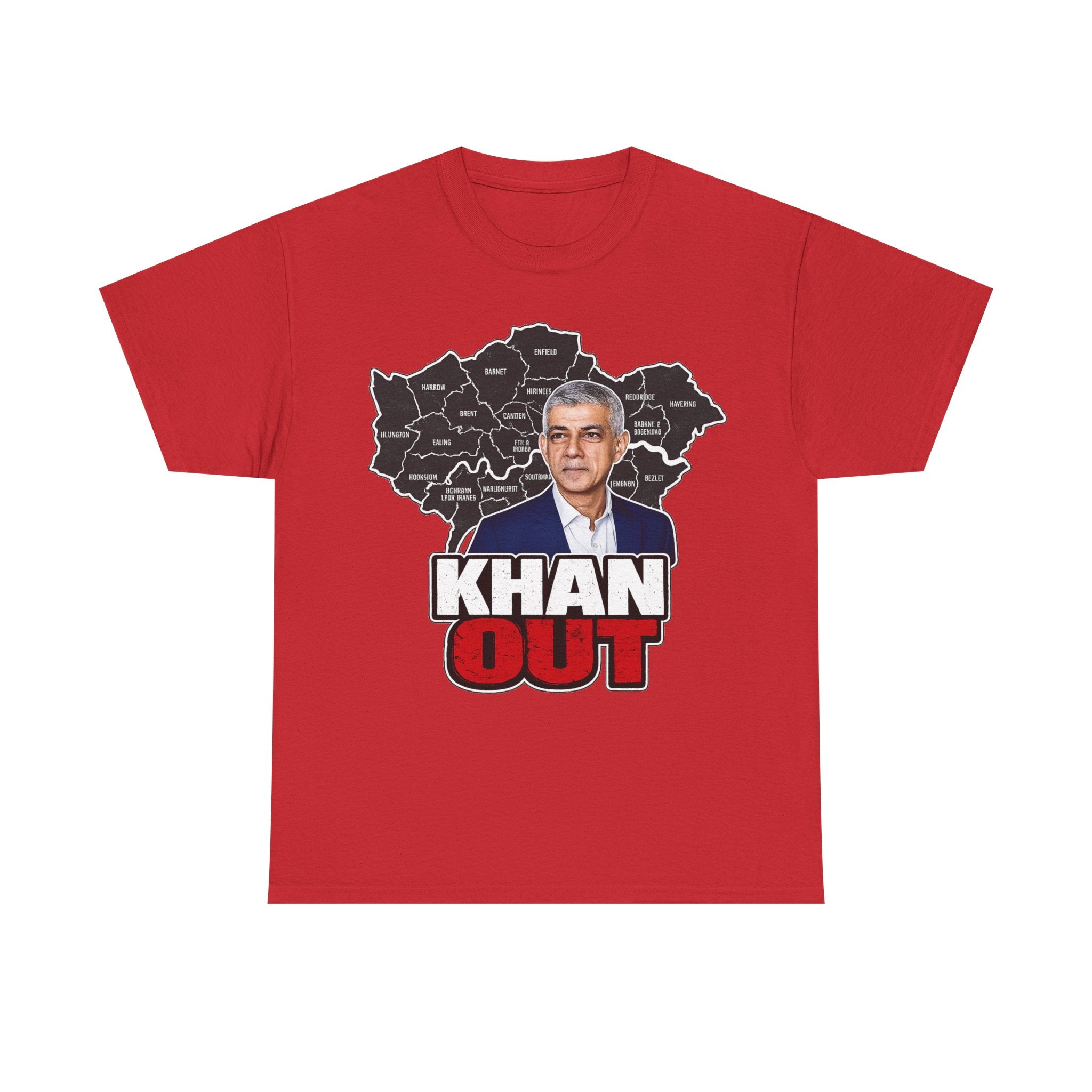 Sadiq Khan Out" Political Protest Tee with Sadiq Khan Graphic T-Shirt
