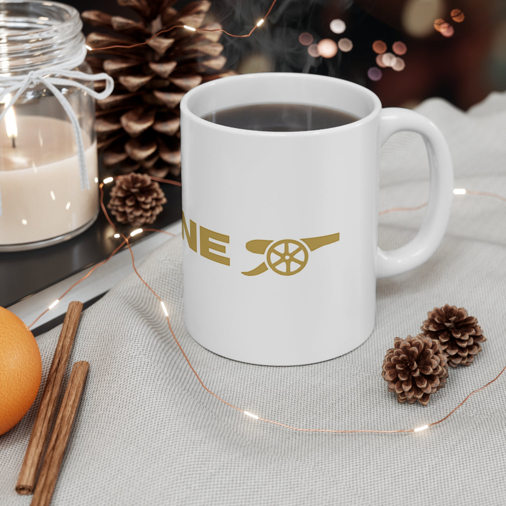 "It's Done" Arsenal Champions Gold Text Ceramic Coffee Mug — 11oz & 15oz