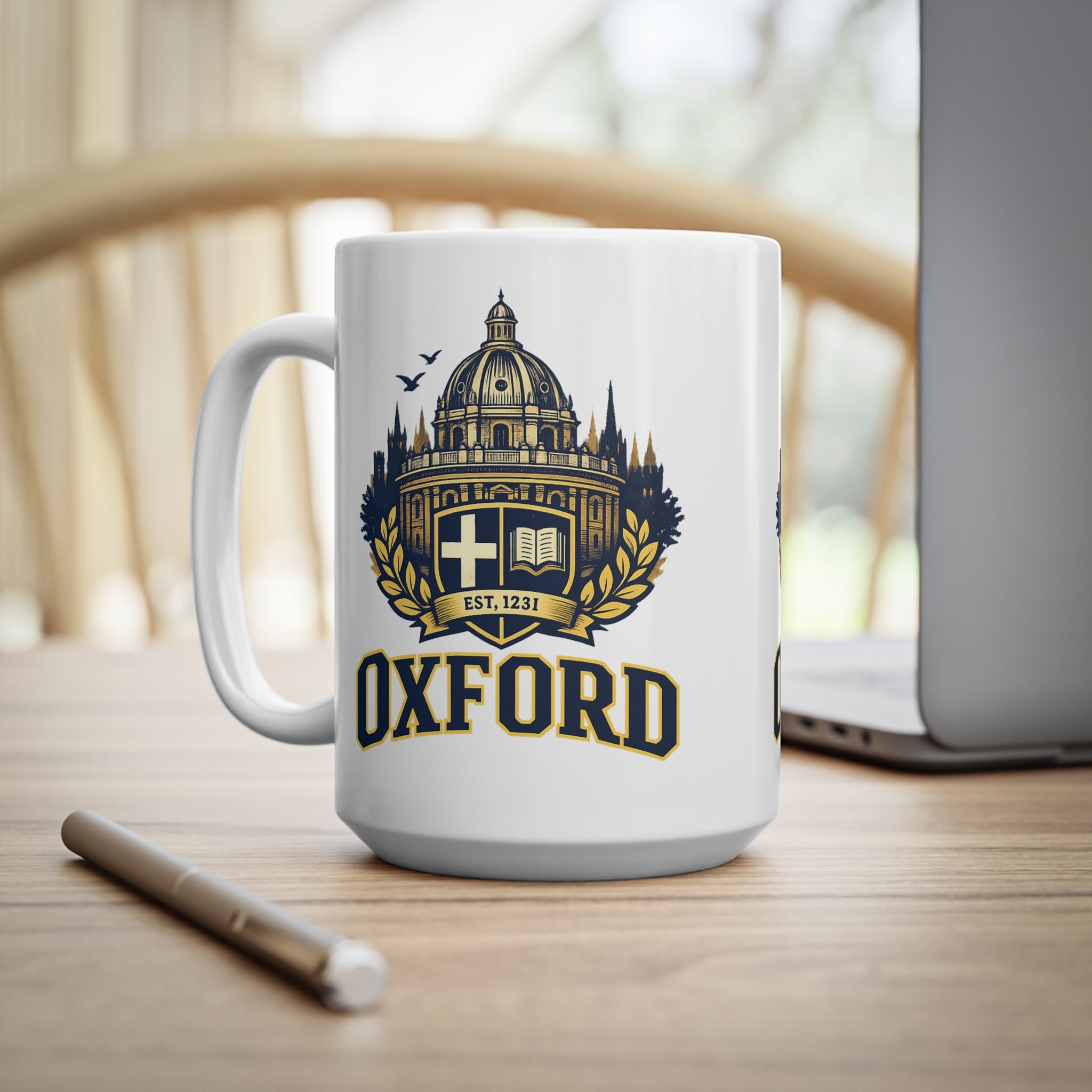 Oxford Crest Ceramic Coffee Mug — University Shield Design, 11oz & 15oz