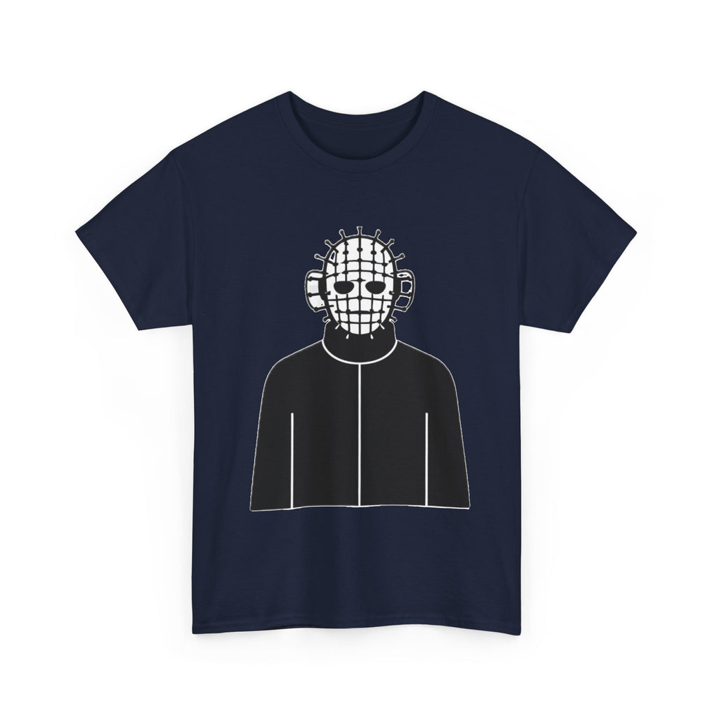 Horror Mask Graphic Tee — Pinhead-Inspired Skull Design