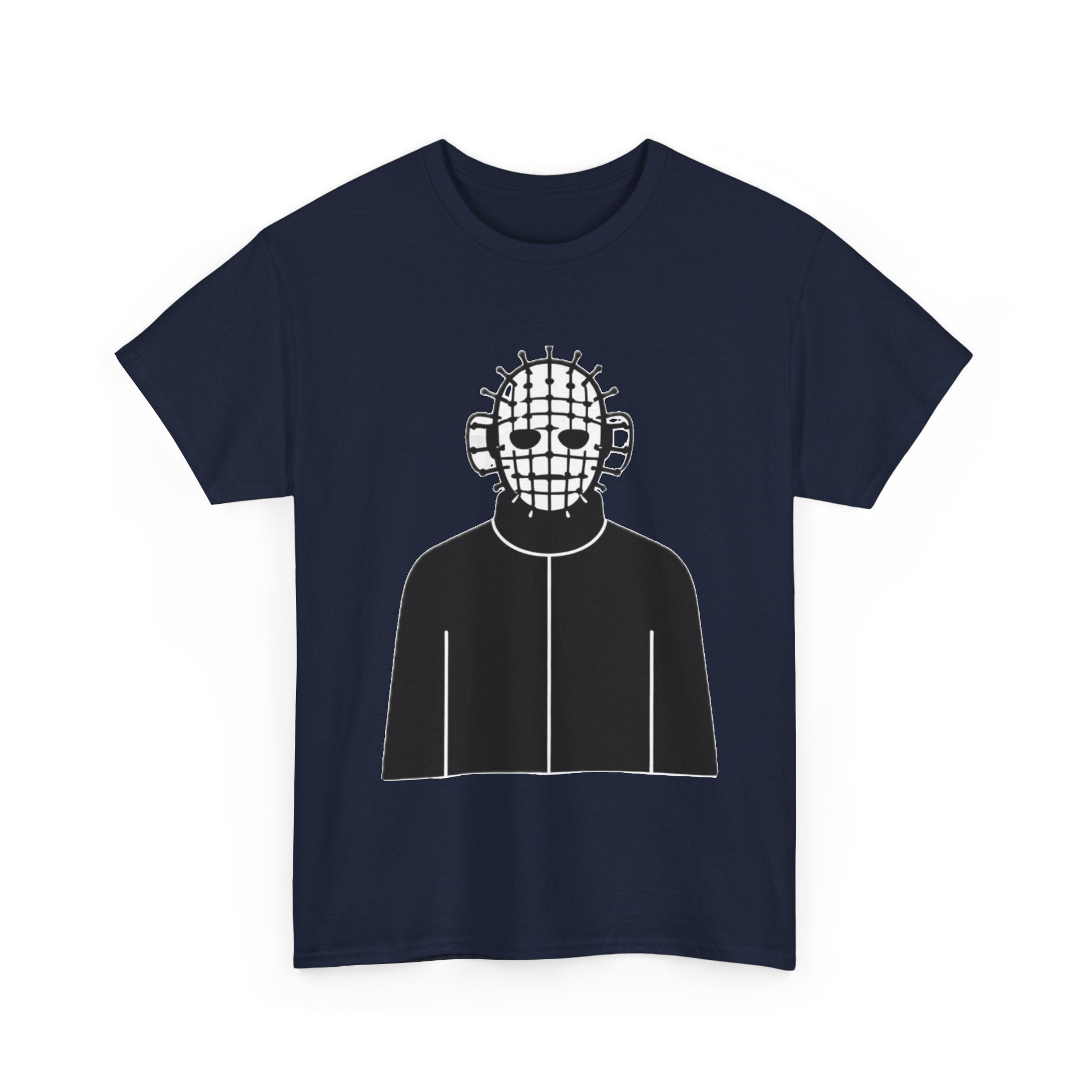 Horror Mask Graphic Tee — Pinhead-Inspired Skull Design