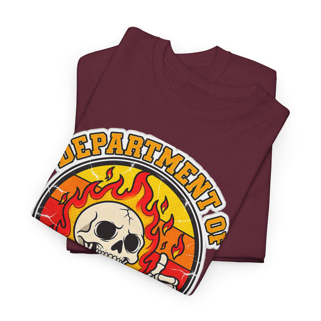 Department of Bad Decisions Skull T-Shirt — Retro Flaming Thumbs-Up Graphic Tee