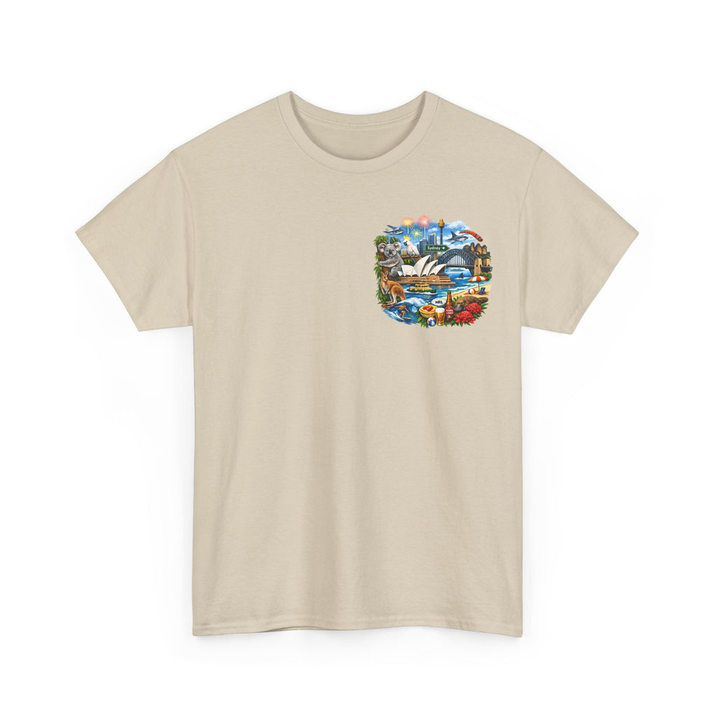 T-Shirt — Sydney Landmark Collage Tee (Opera House, Harbour Bridge, Koala & Beach Scene)