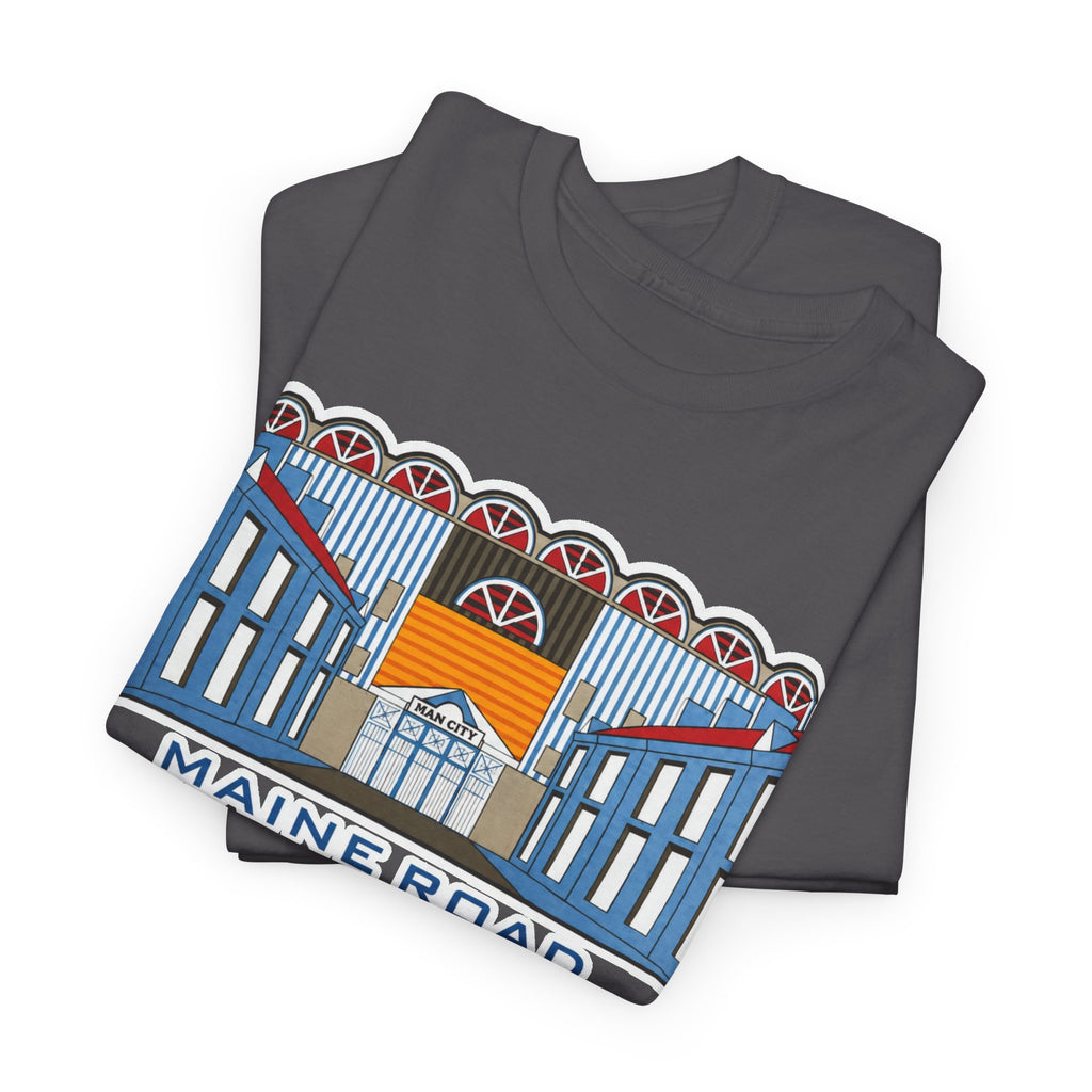 Maine Road 1923–2003 Cotton T-Shirt — Vintage Stadium Illustration Tee