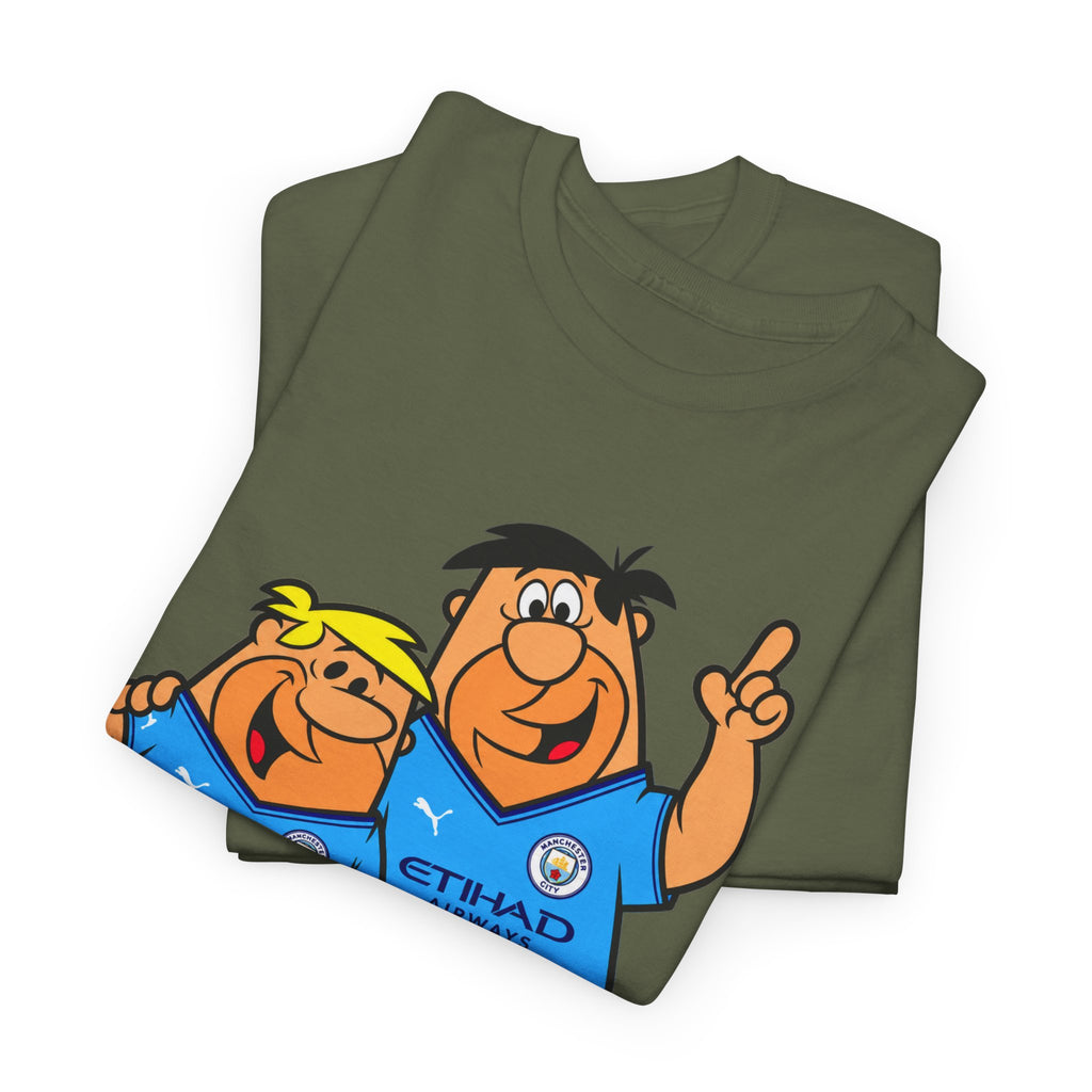 Manchester City The Flintstones Etihad Airways Cartoon Cotton T-Shirt