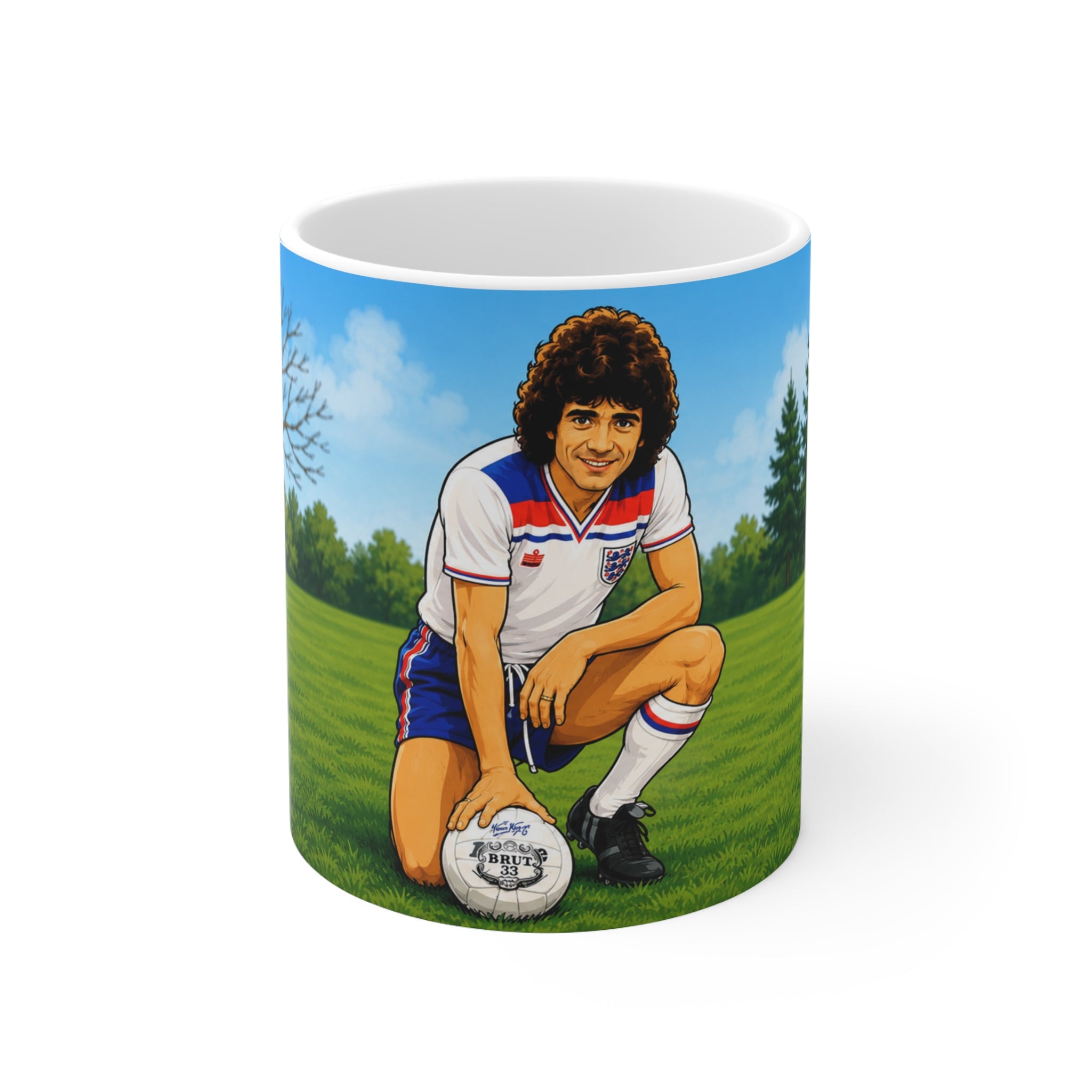 Kevin Keegan England Retro Soccer Player Ceramic Mug — Vintage 80s Footballer Coffee Cup (11oz & 15oz)