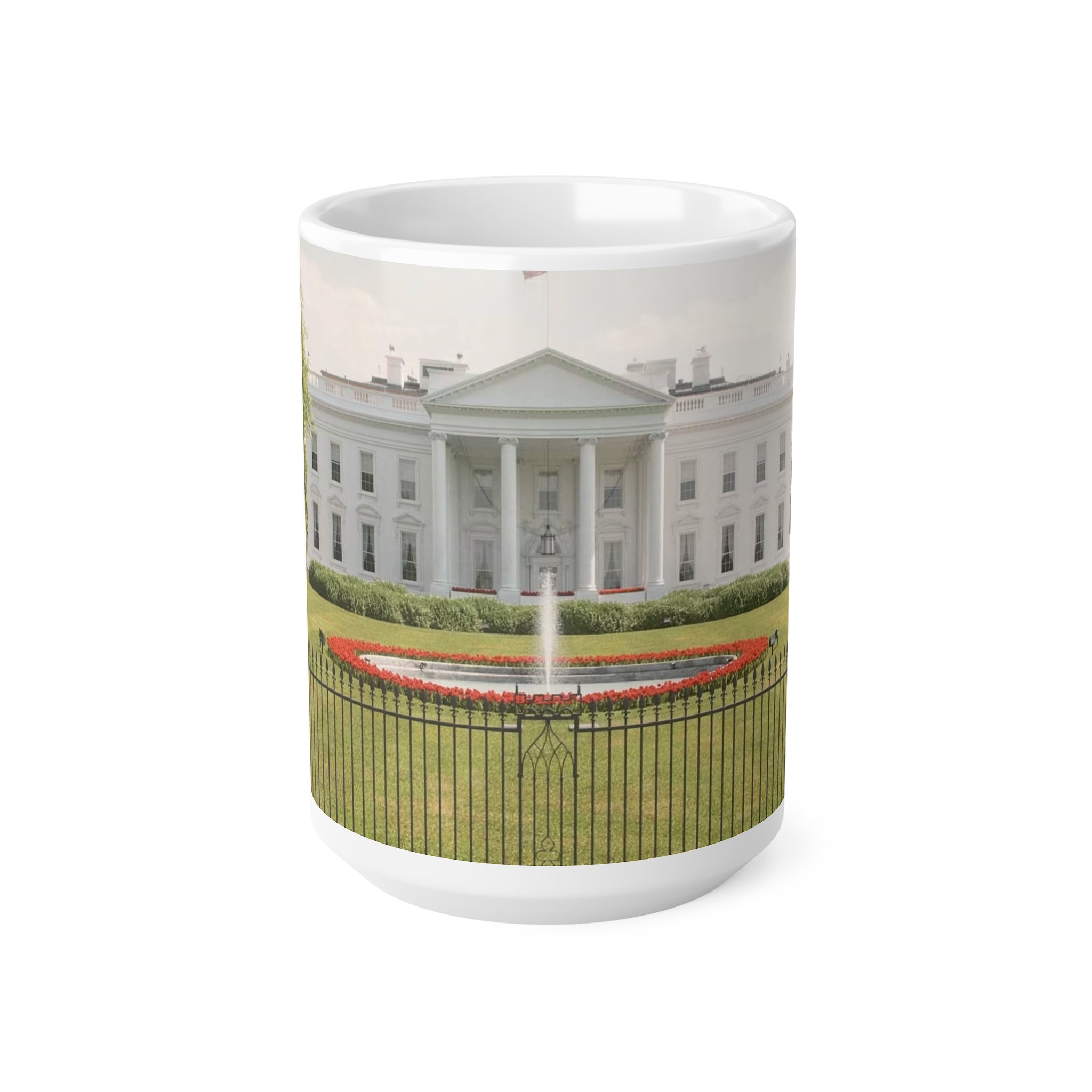 White House Landmark Photo Ceramic Mug — White House Front View, 11oz & 15oz