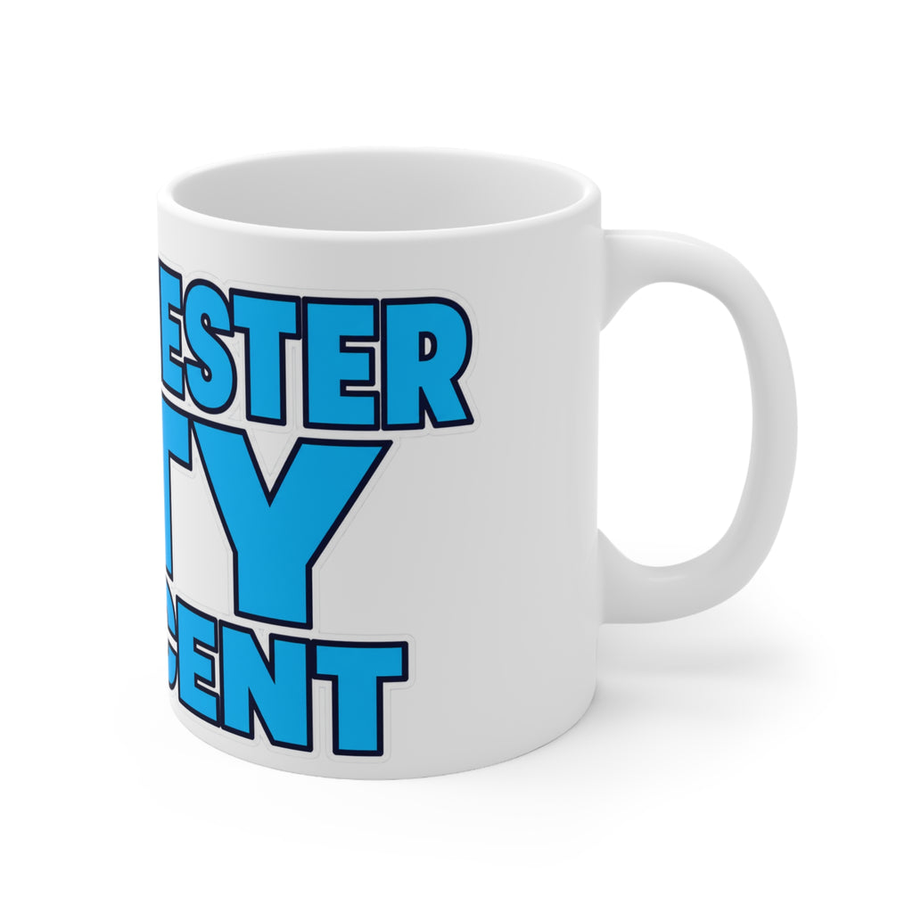 Manchester City Innocent Coffee Mug — Bold Blue Typography 11oz/15oz