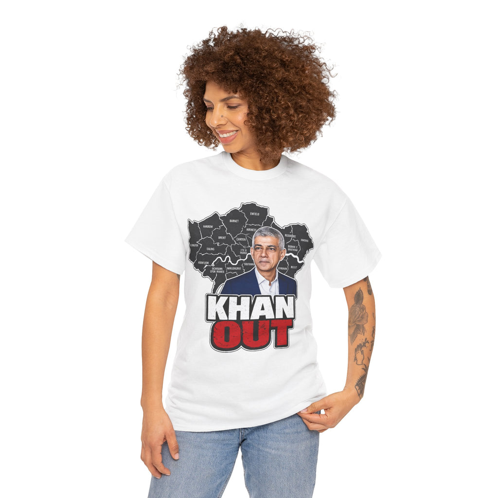 Sadiq Khan Out" Political Protest Tee with Sadiq Khan Graphic T-Shirt