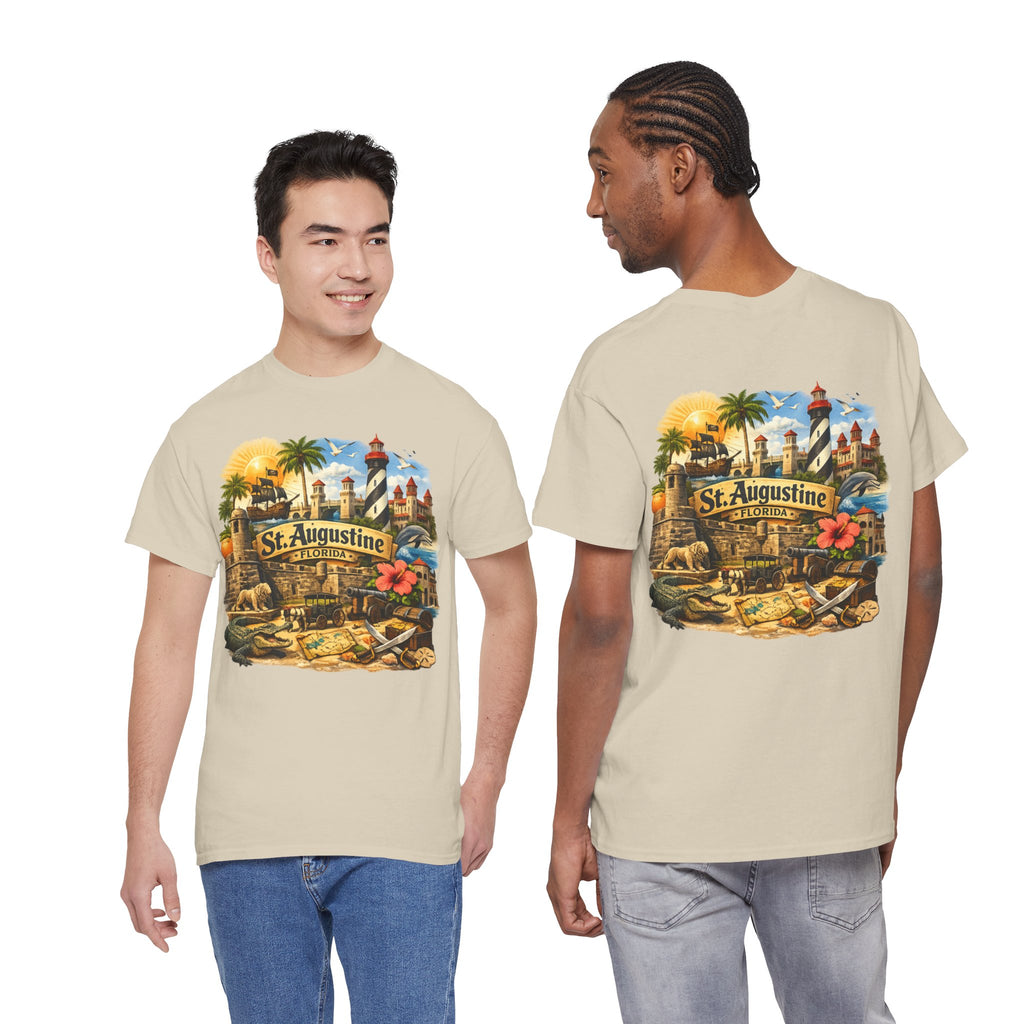 St. Augustine Florida Vintage Travel Tee — Retro Beach & Lighthouse Souvenir T-Shirt