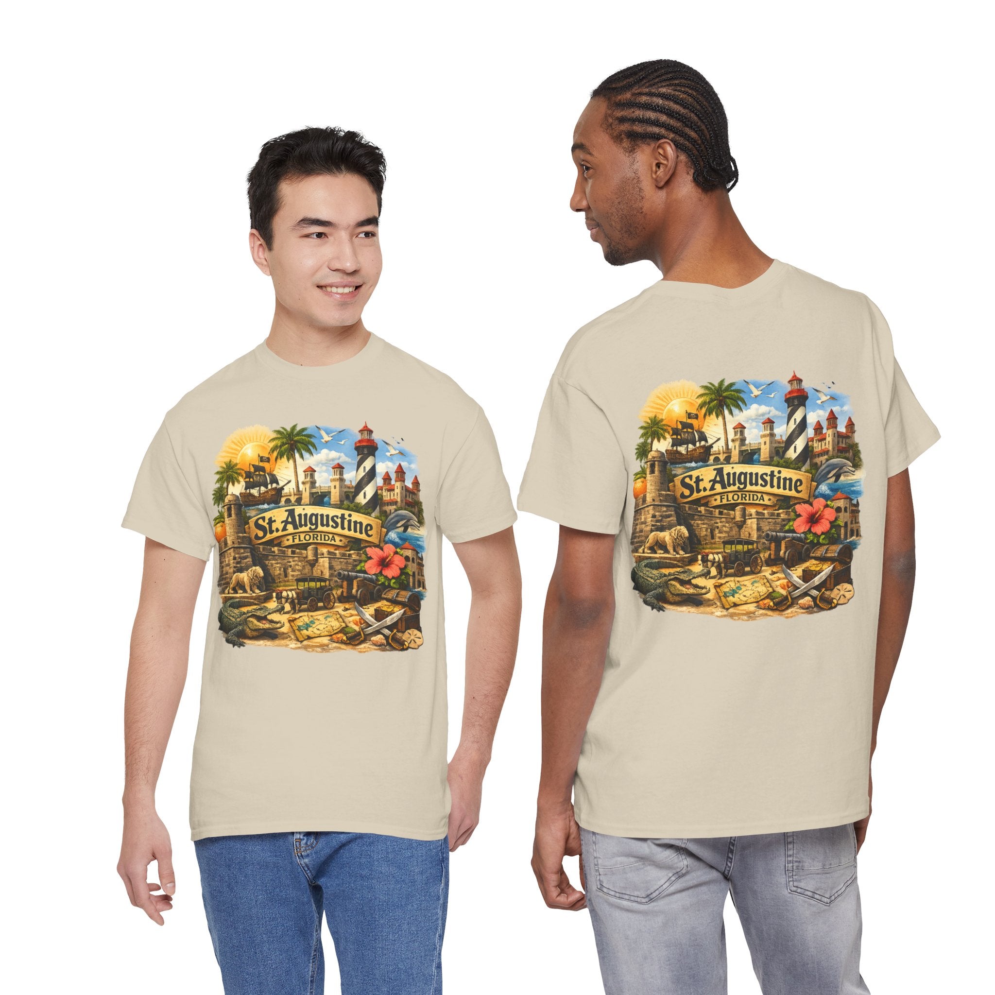 St. Augustine Florida Vintage Travel Tee — Retro Beach & Lighthouse Souvenir T-Shirt