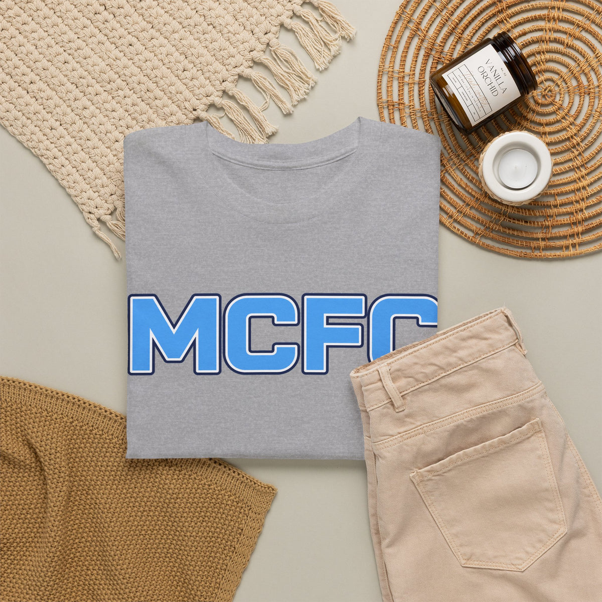 MCFC Logo Cotton T-Shirt — Light Blue Football Fan Tee