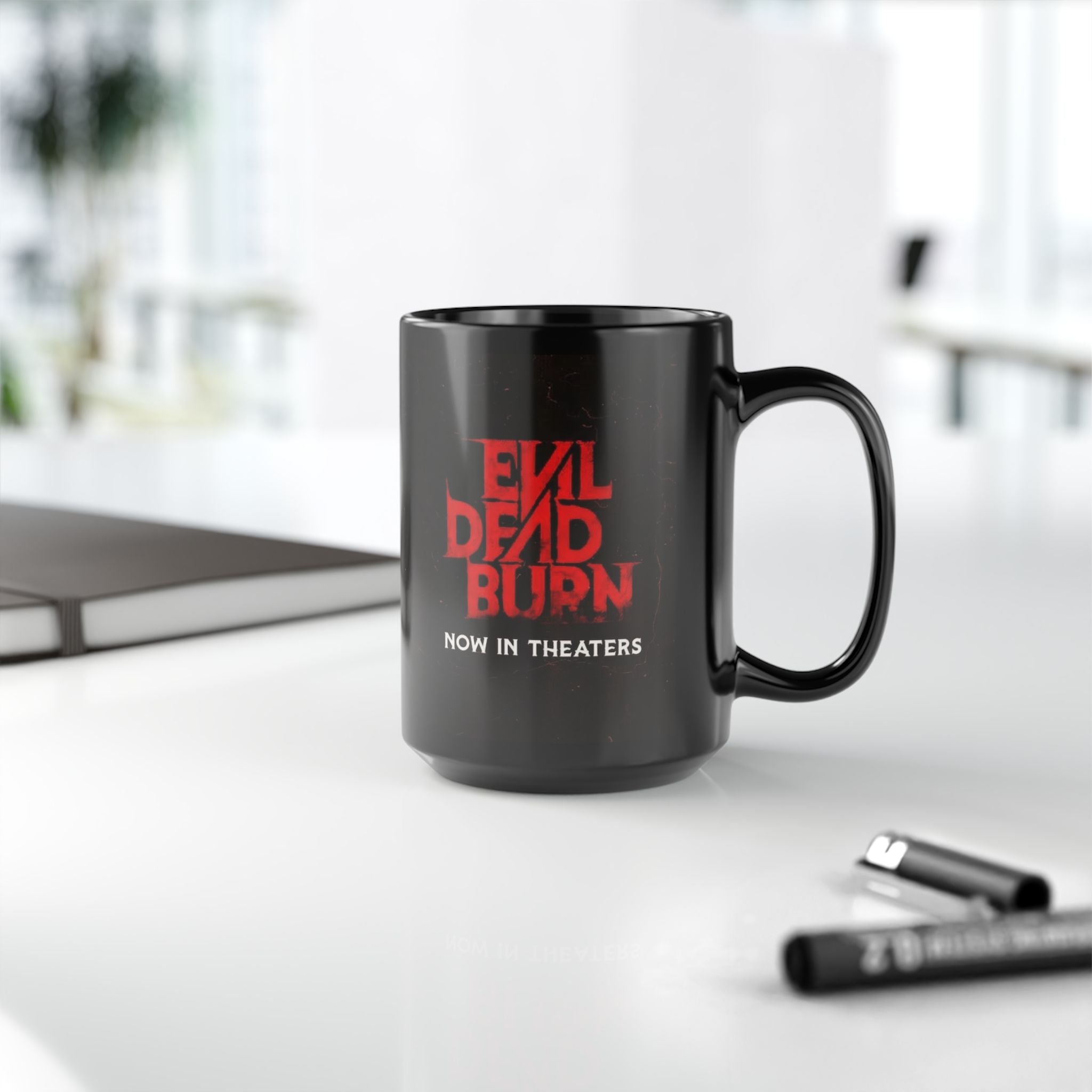 Evil Dead Burn Now In Theaters Black Coffee Mug (11oz, 15oz)