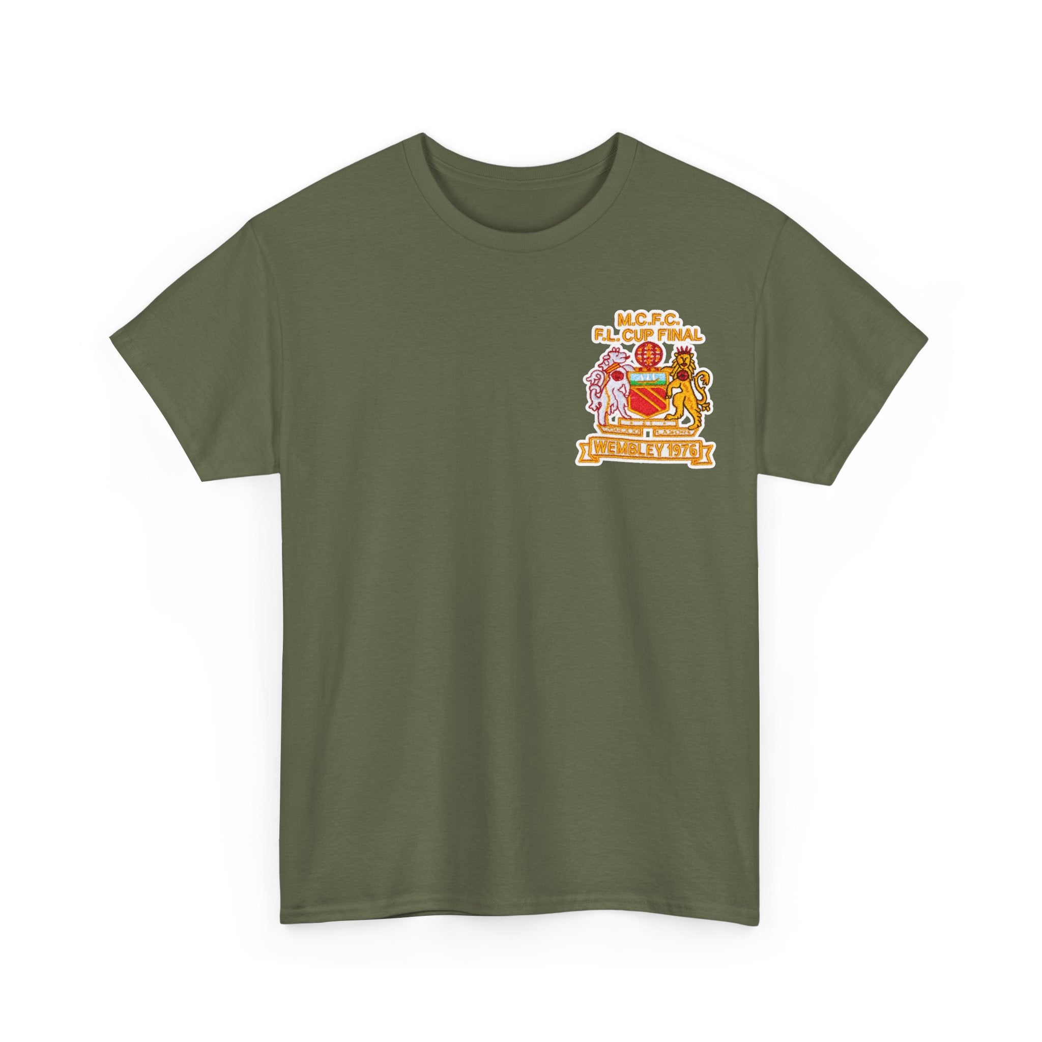 Manchester City 1976 League Cup Final Crest Cotton T‑Shirt — Vintage Football Fan Tee