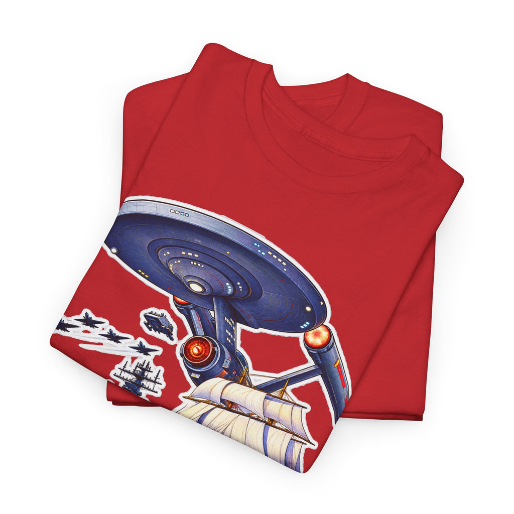 Nautical Starship Called Enterprise T-Shirt — Vintage Sailing Ship Meets Spaceship Graphic Tee