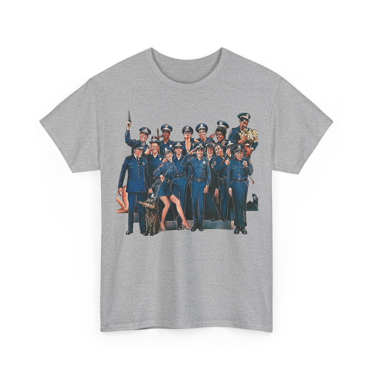Police Academy Movie Inspired Cotton T‑Shirt — Retro Squad Photo Tee