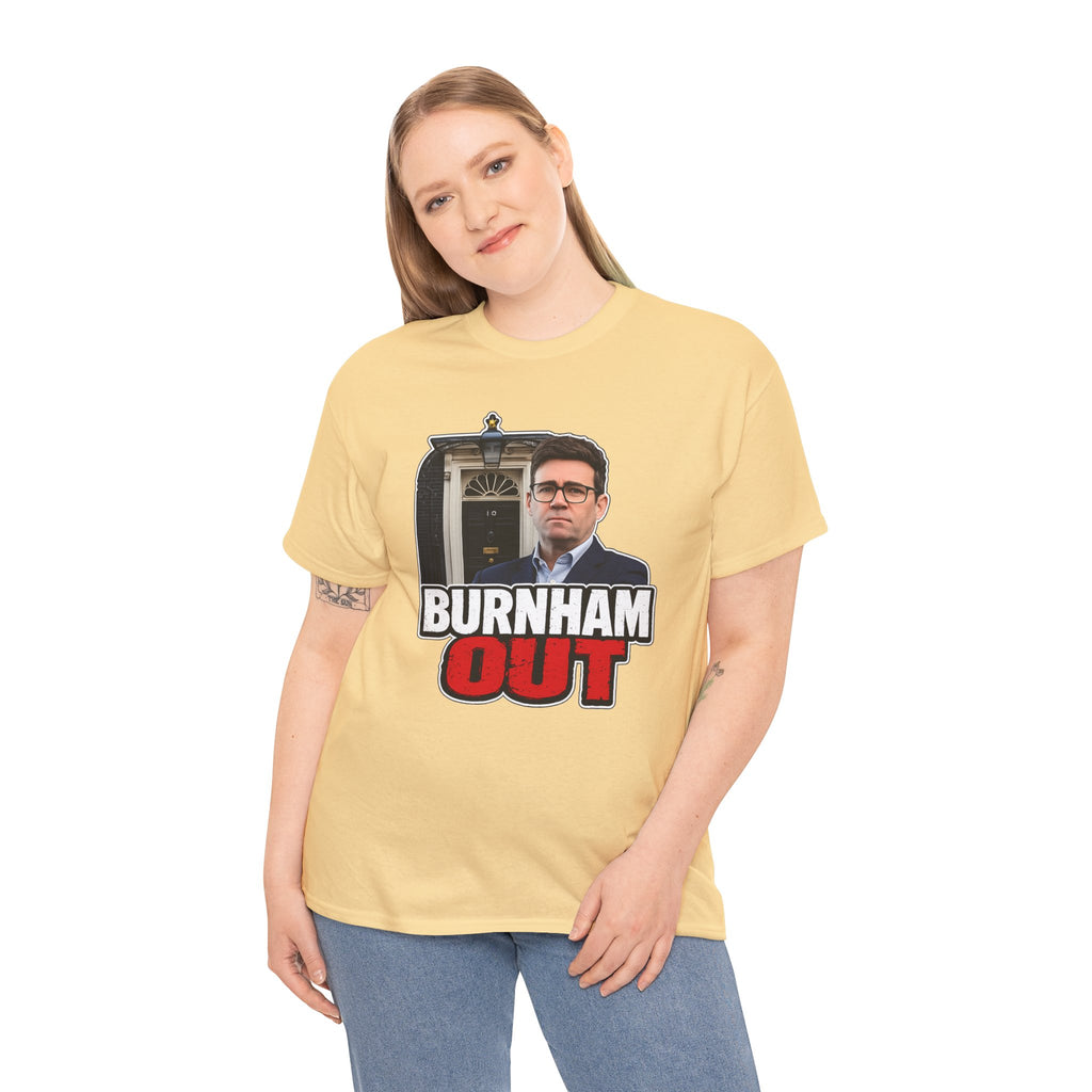 Andy Burnham Out Political Satire T‑Shirt — "Burnham Out" Protest Tee