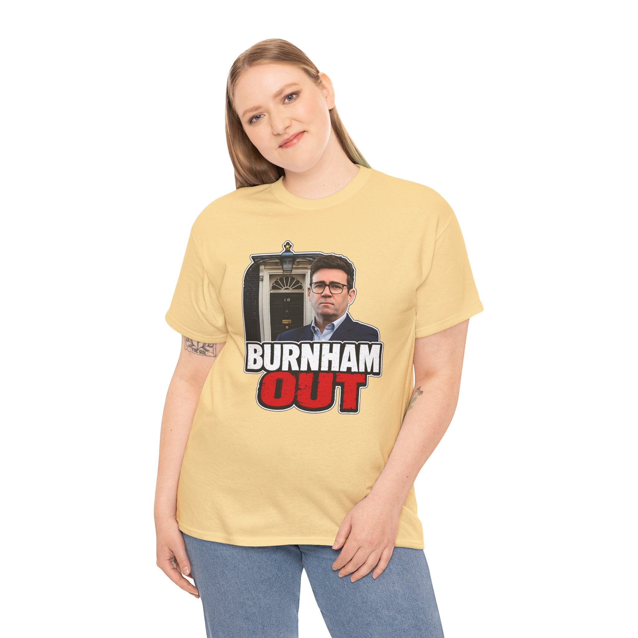 Andy Burnham Out Political Satire T‑Shirt — "Burnham Out" Protest Tee