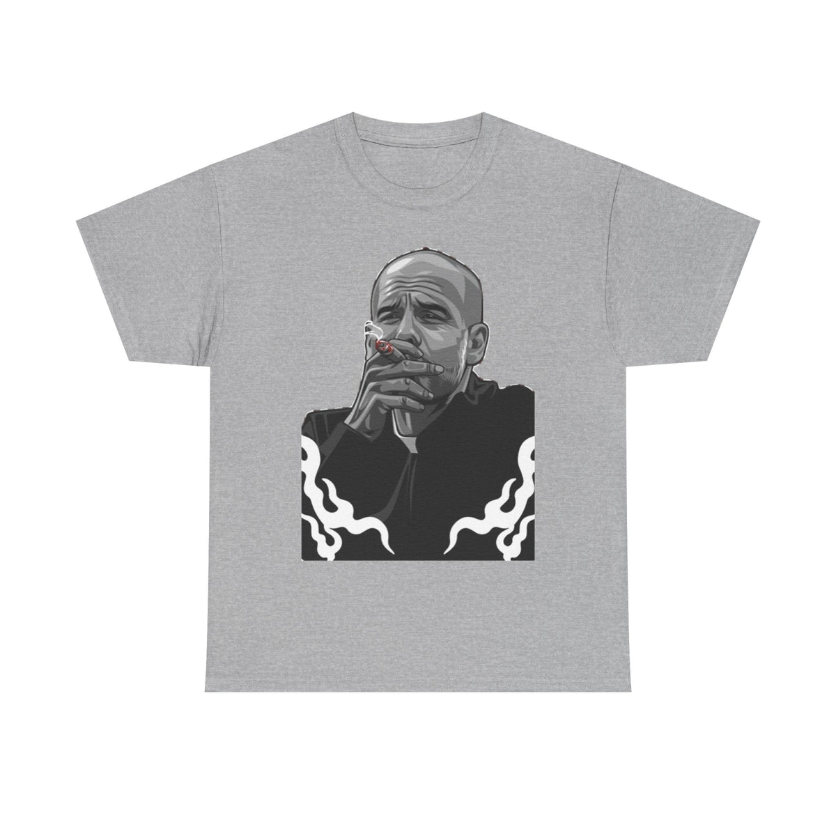 Pep Guardiola Smoking Portrait T‑Shirt — Moody Graphic Tee