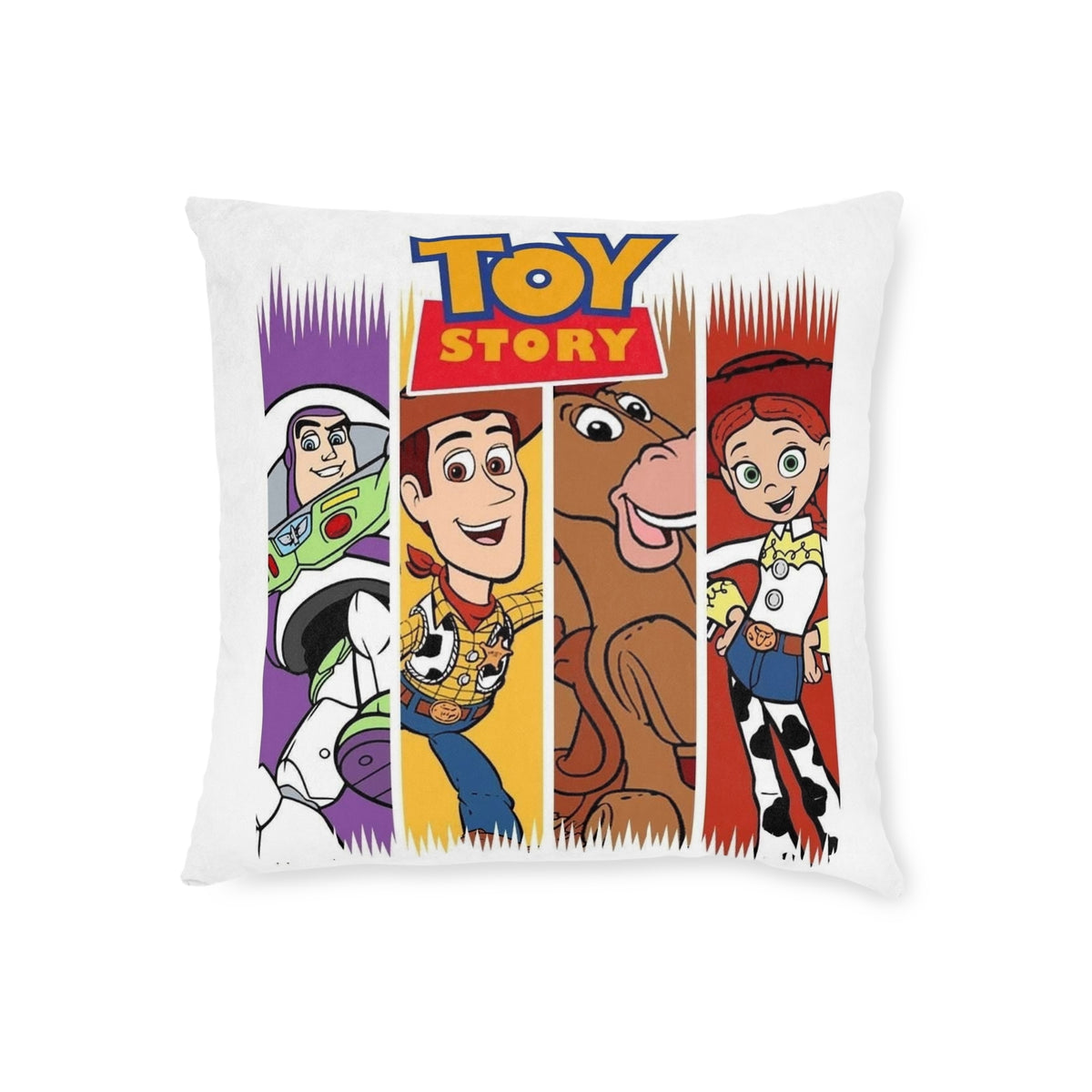 Toy Story Characters Square Pillow - Buzz, Woody, Bullseye & Jessie Decorative Throw Cushion