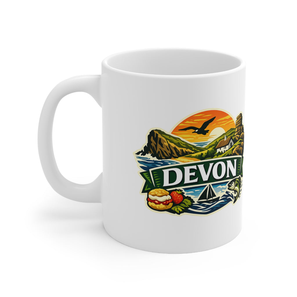 Devon Scenic Mug — Coastal Sunrise Ceramic Coffee Cup (11oz & 15oz)