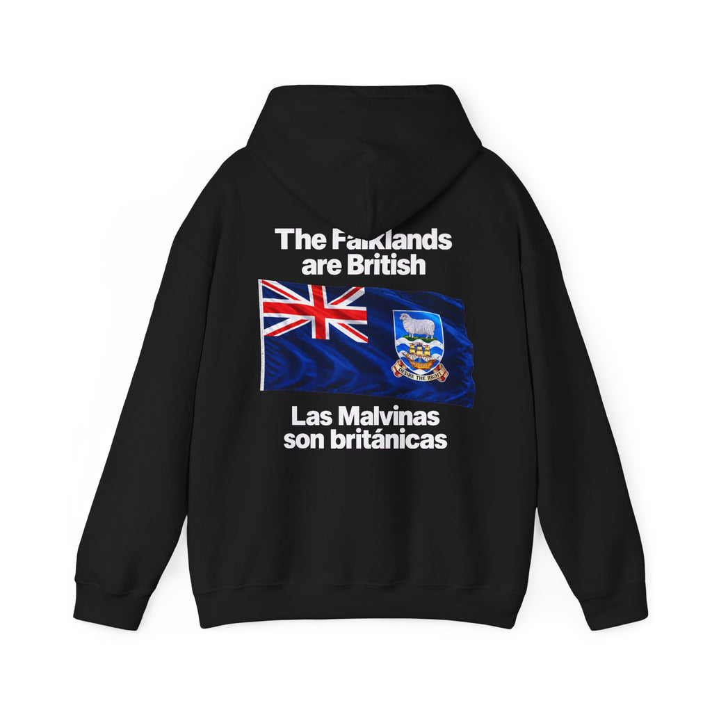 Falklands Are British Hoodie – Bilingual 'Las Malvinas son británicas' Flag Pullover