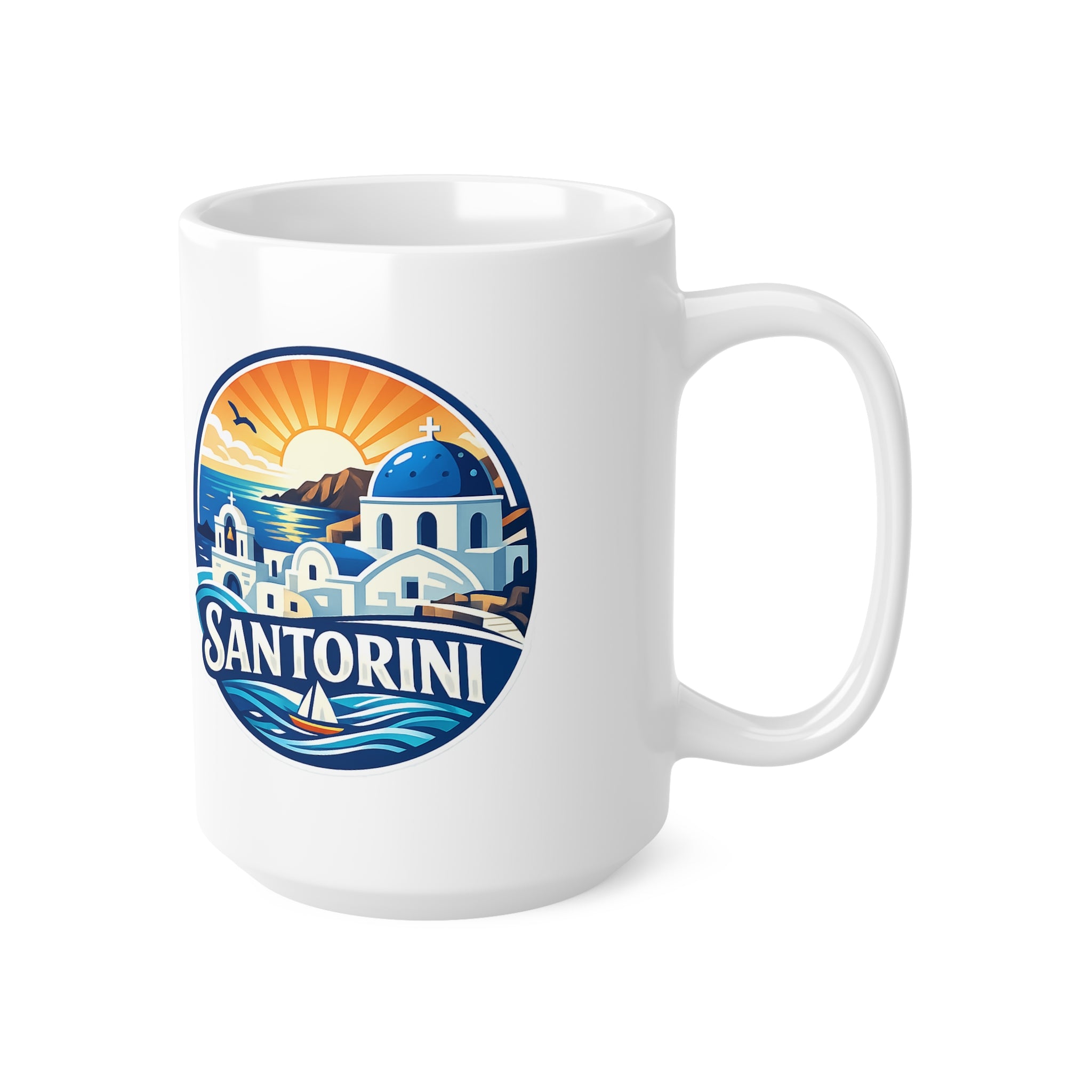 Santorini Ceramic Coffee Mug — Greece Travel Souvenir 11oz/15oz