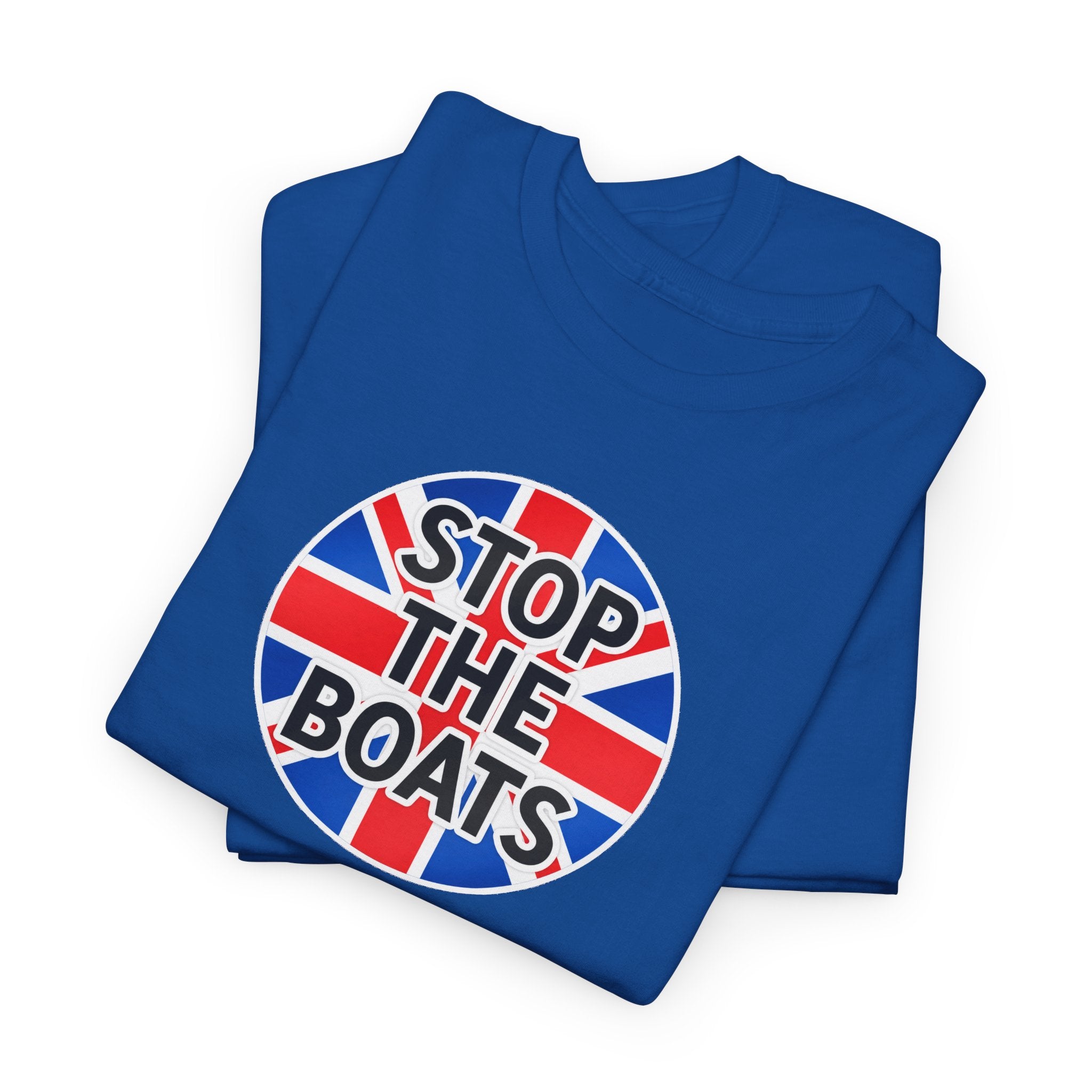 Stop The Boats Union Jack Protest Cotton T-Shirt / Tee