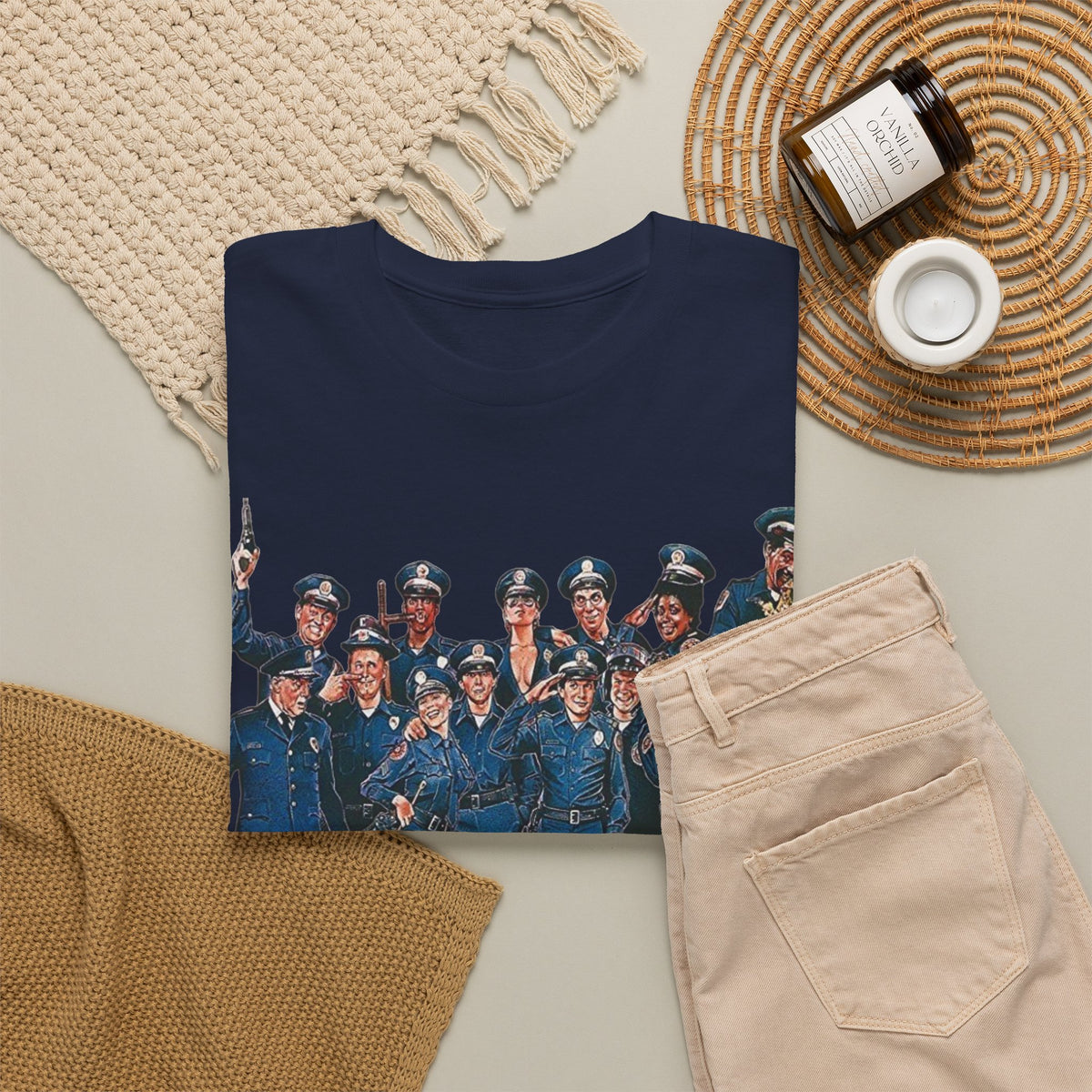 Police Academy Movie Inspired Cotton T‑Shirt — Retro Squad Photo Tee