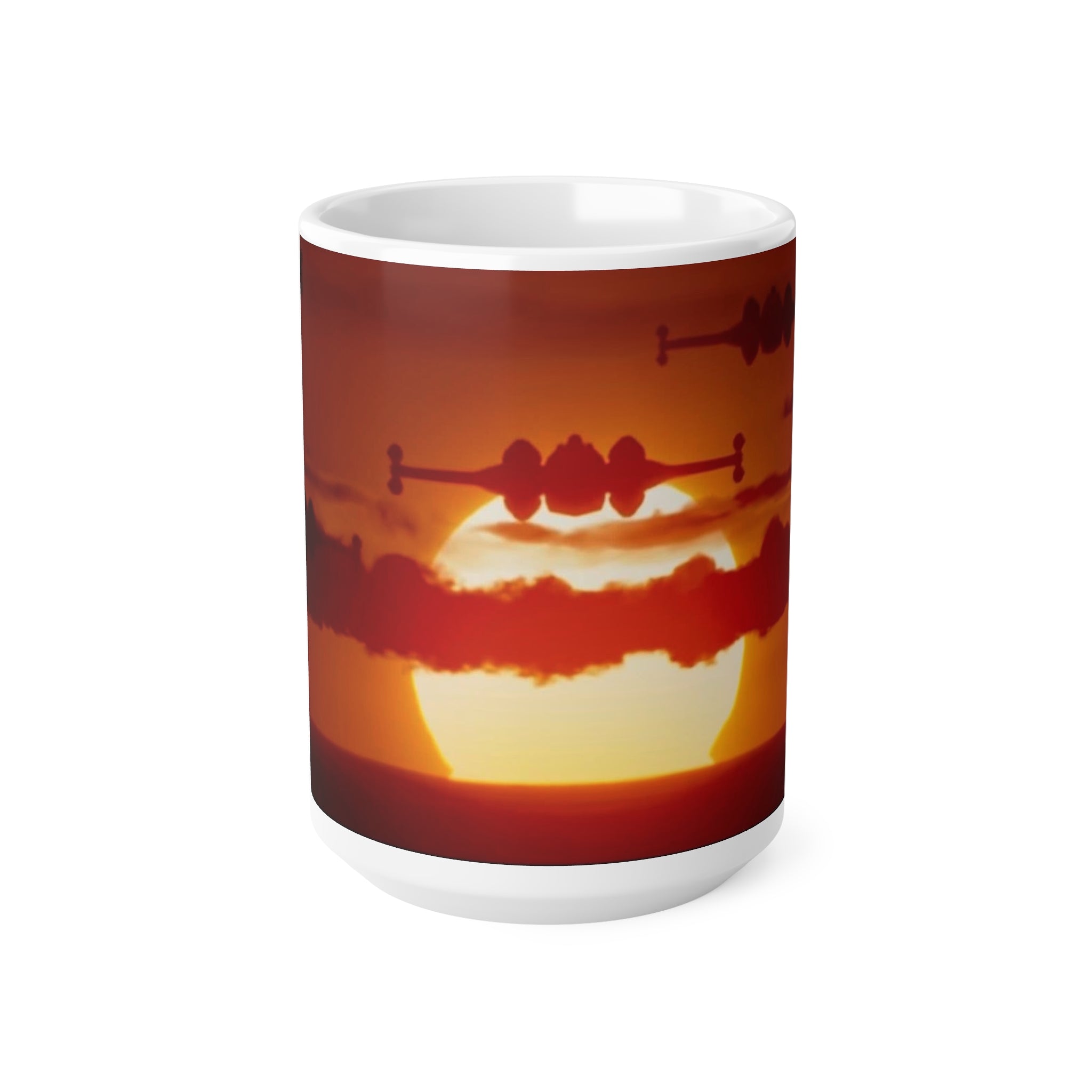 Sunset Tie-Fighter Ceramic Coffee Mug — Vintage Aviation 11oz & 15oz