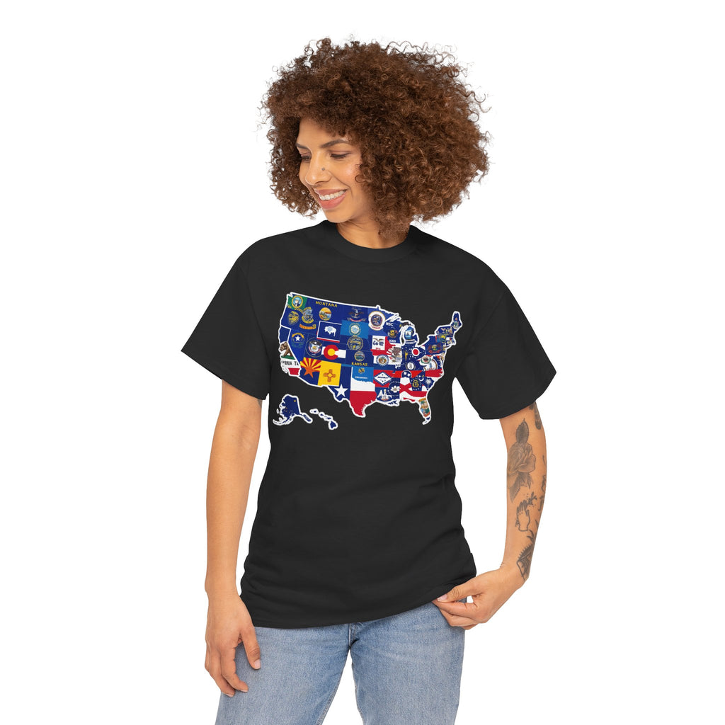 USA Map Flag T-Shirt — United States State Flag Map Tee
