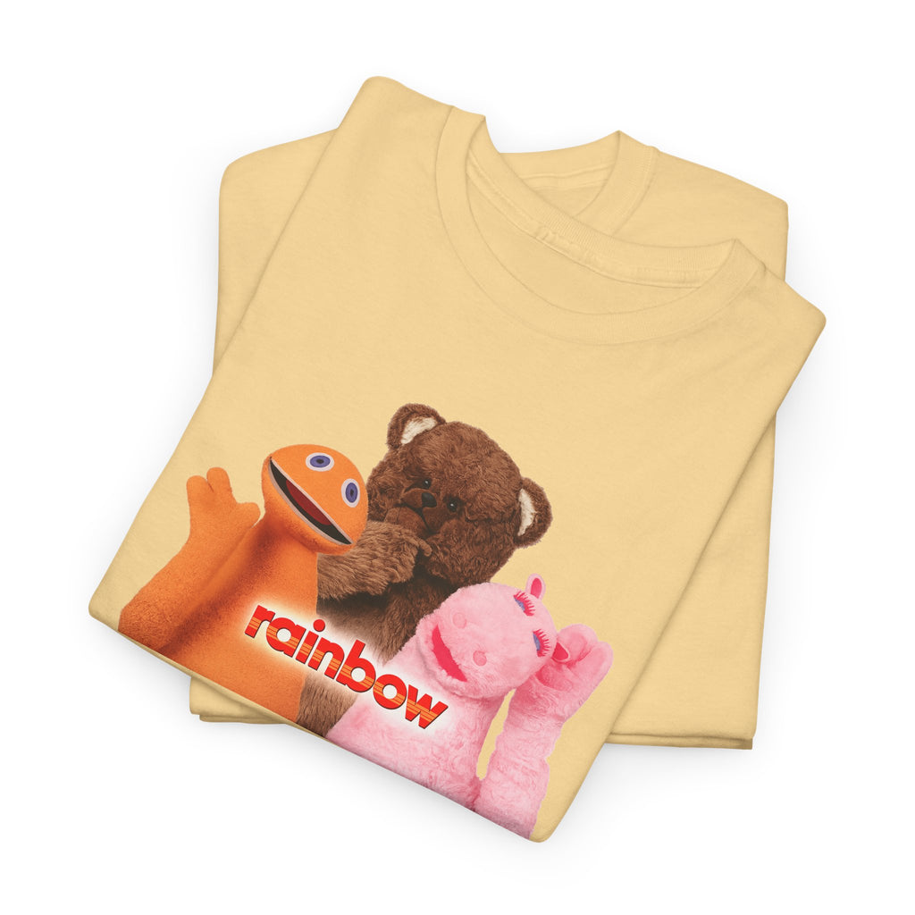 Rainbow Kids TV Zippy, George and Bungle Puppets T-Shirt — Cute Teddy & Hand Puppets Graphic Tee