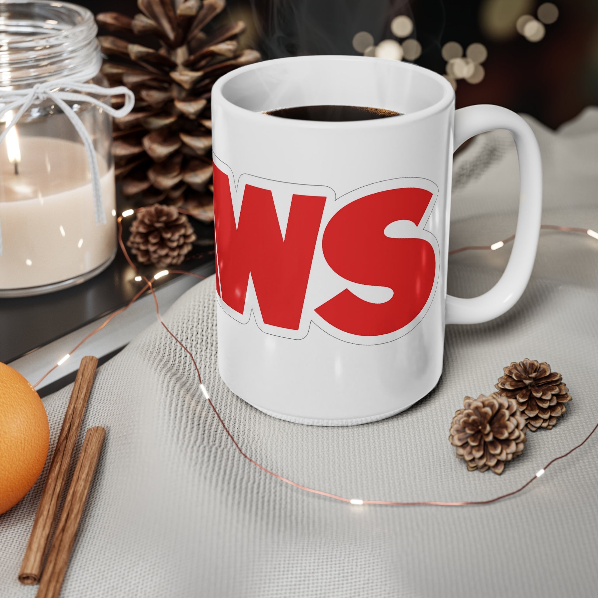 JAWS Bold Logo Coffee Mug — Retro Red Movie Fan Ceramic Cup (11oz, 15oz)