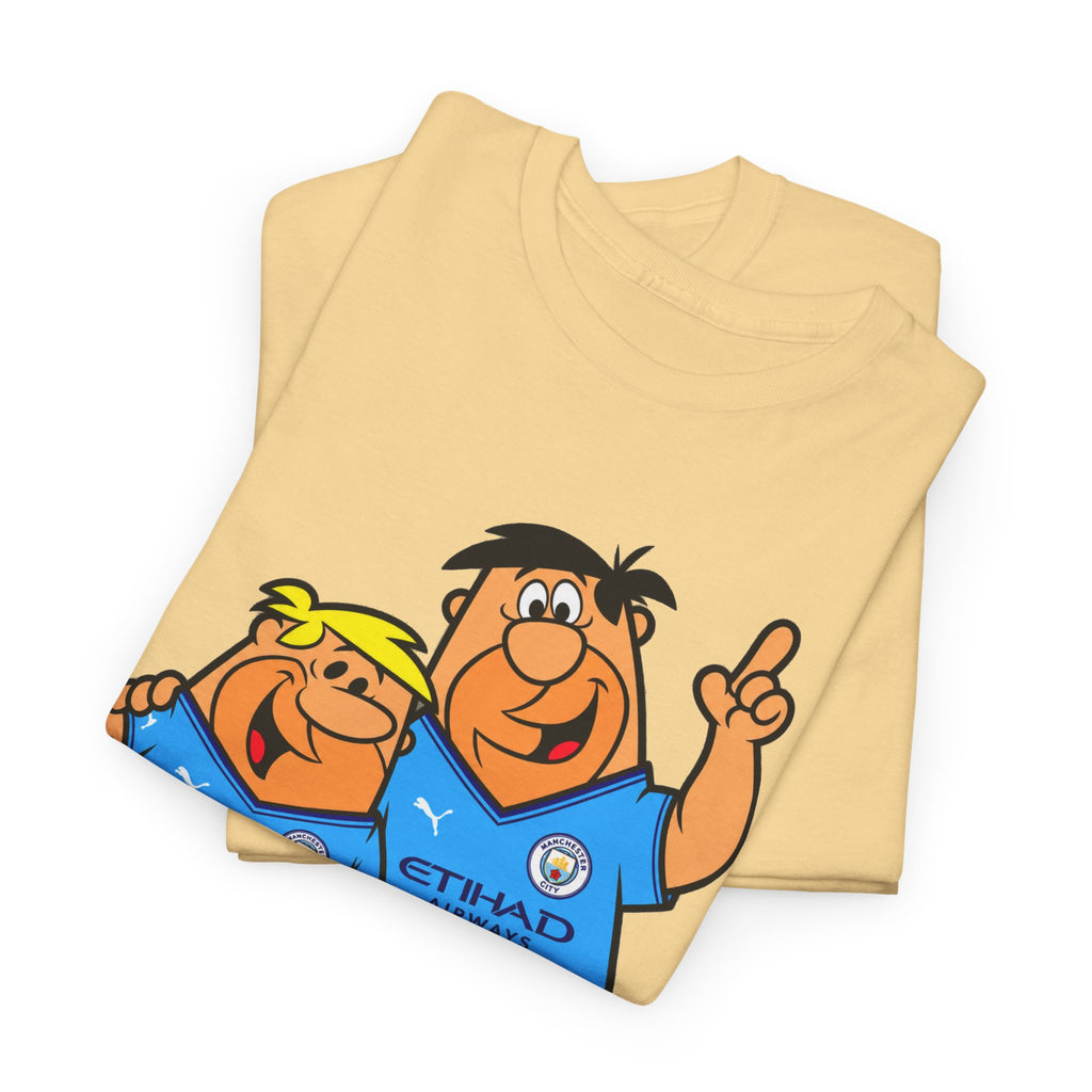 Manchester City The Flintstones Etihad Airways Cartoon Cotton T-Shirt