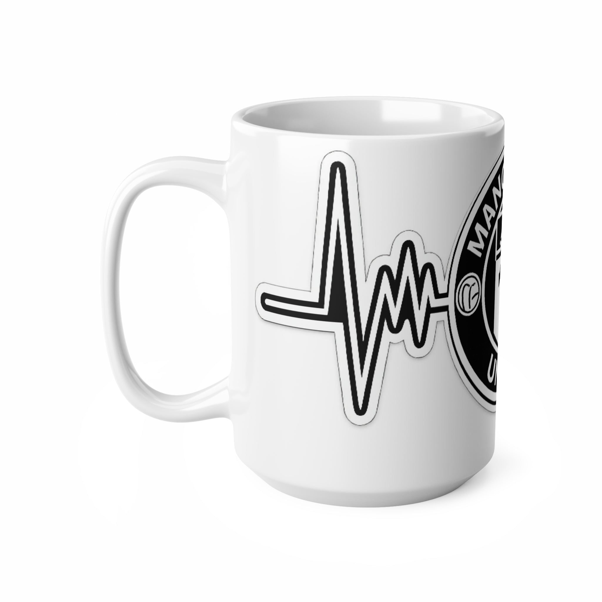 Manchester United Inspired Heartbeat Mug — Ceramic Coffee Cup (11oz & 15oz)