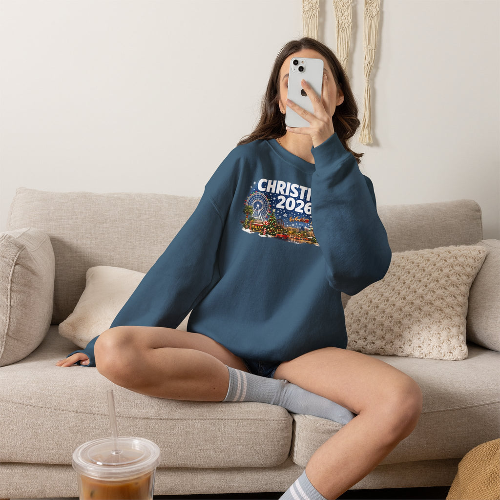 Christmas 2026 Holiday Sweatshirt – Festive Winter Cityscape Crewneck