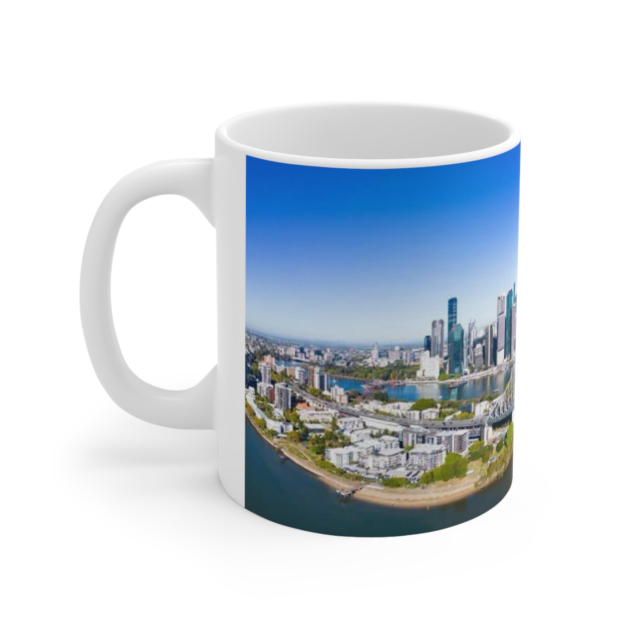City Skyline Ceramic Mug — Scenic Riverfront Panorama (11oz, 15oz)