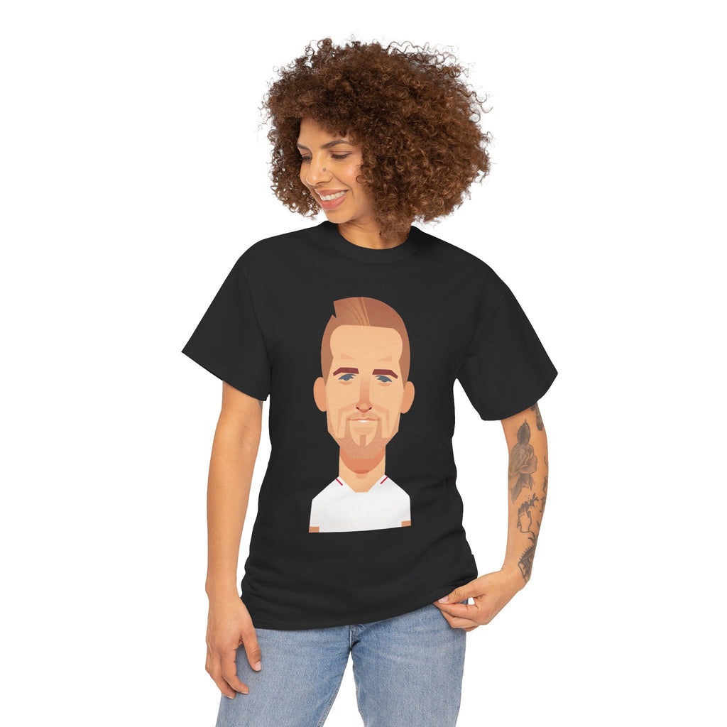 Harry Kane England Caricature Portrait Tee — Minimal Male Face Graphic Cotton T-Shirt