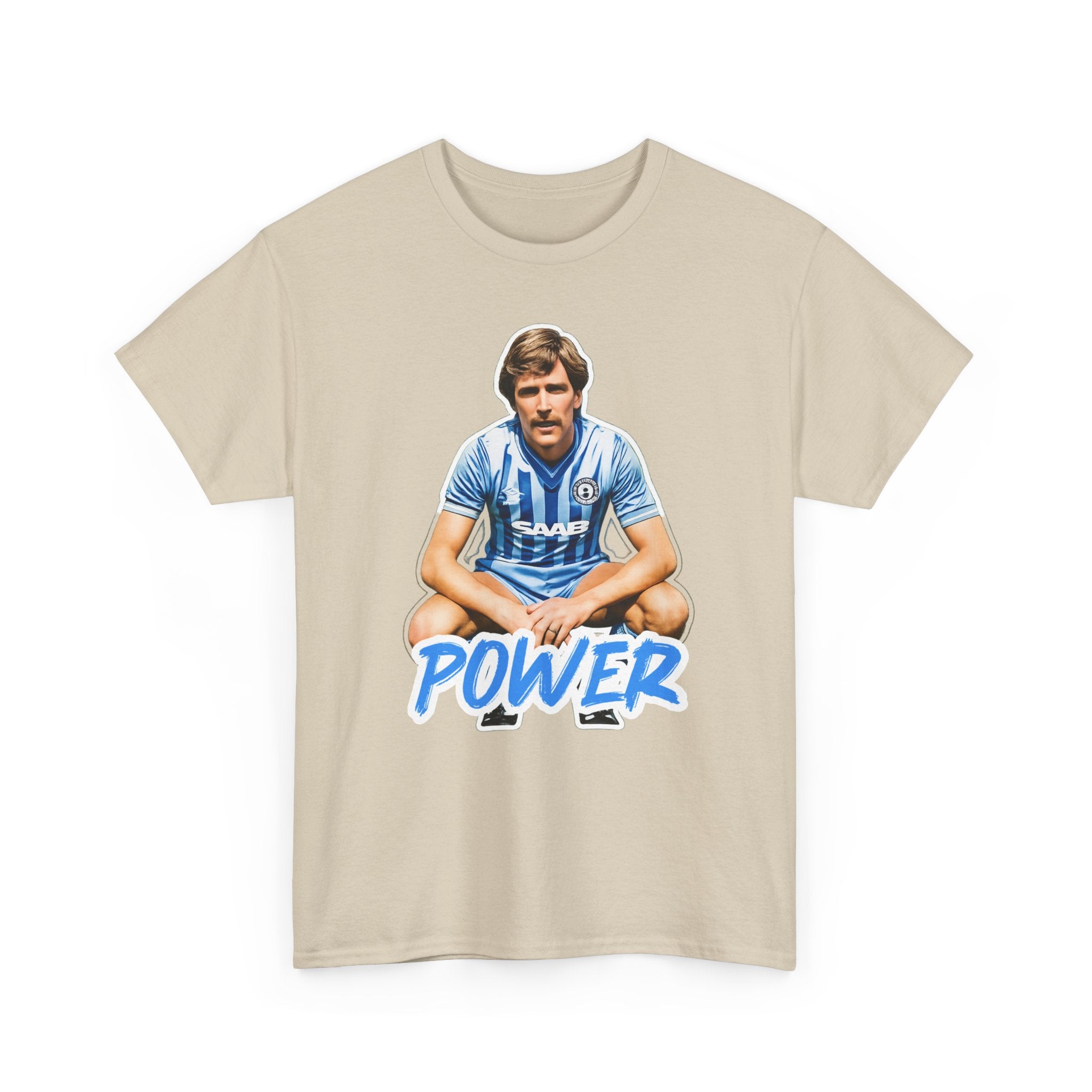 Paul Power Manchester City Legend Player Graphic Tee — Retro Football Jersey Design