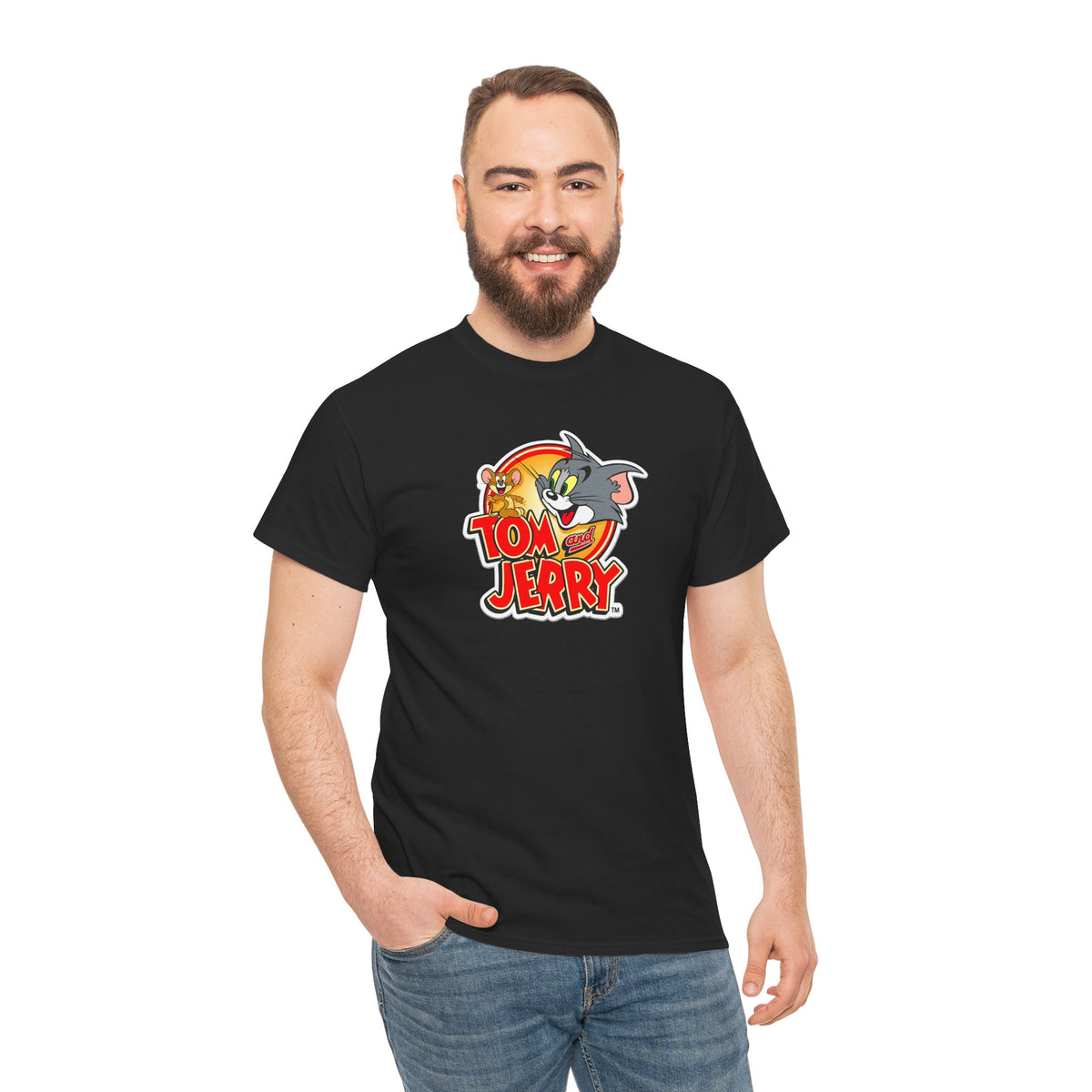 Tom & Jerry Retro Logo Cotton Tee — Classic Cartoon Graphic T-Shirt
