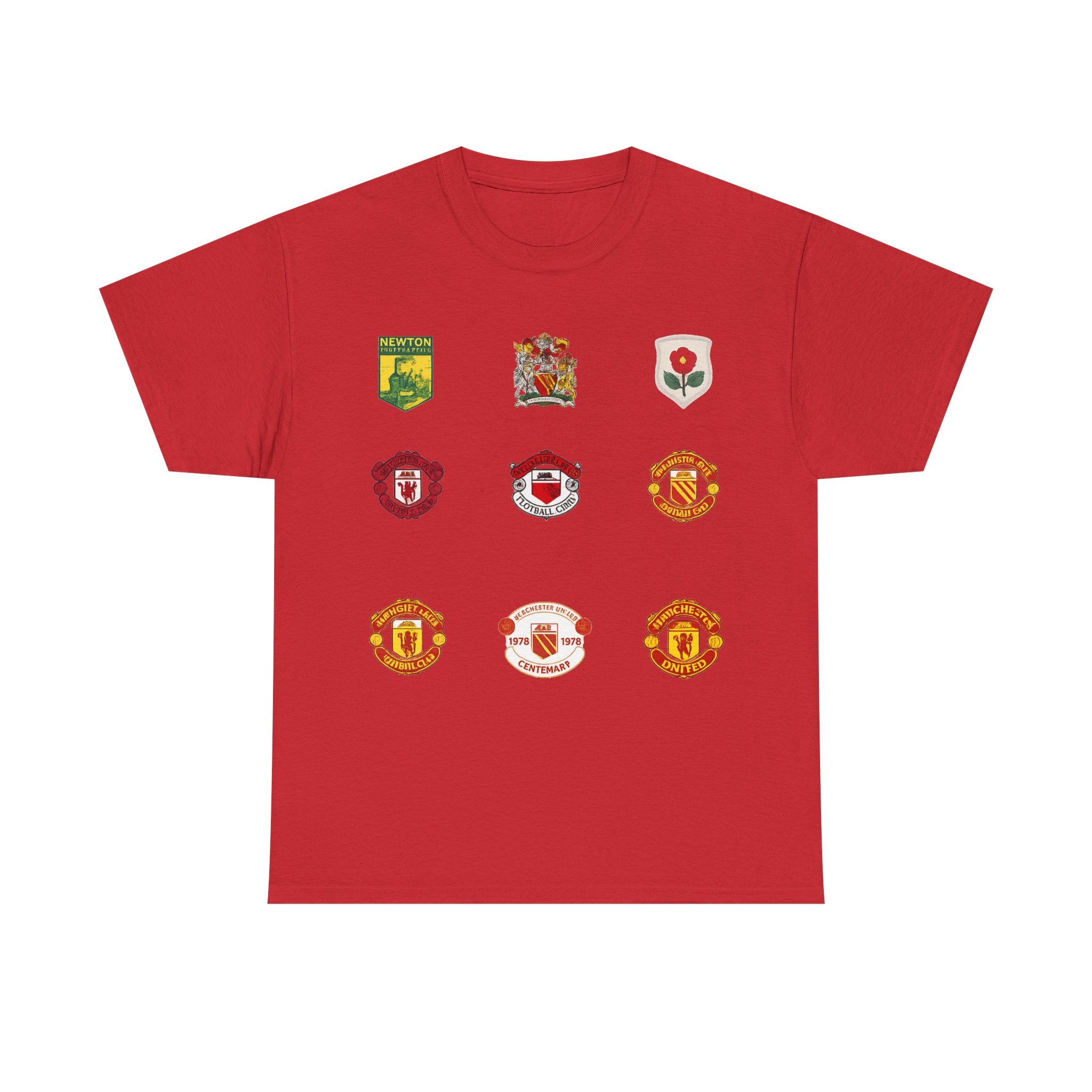 Manchester United T-Shirt — Vintage Football Club Badge Collage Tee