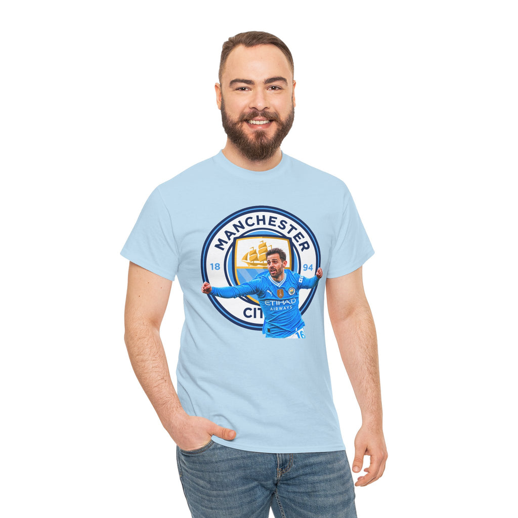Bernardo SIlva Manchester City legend Cotton T‑Shirt — Blue Crest Football Tee