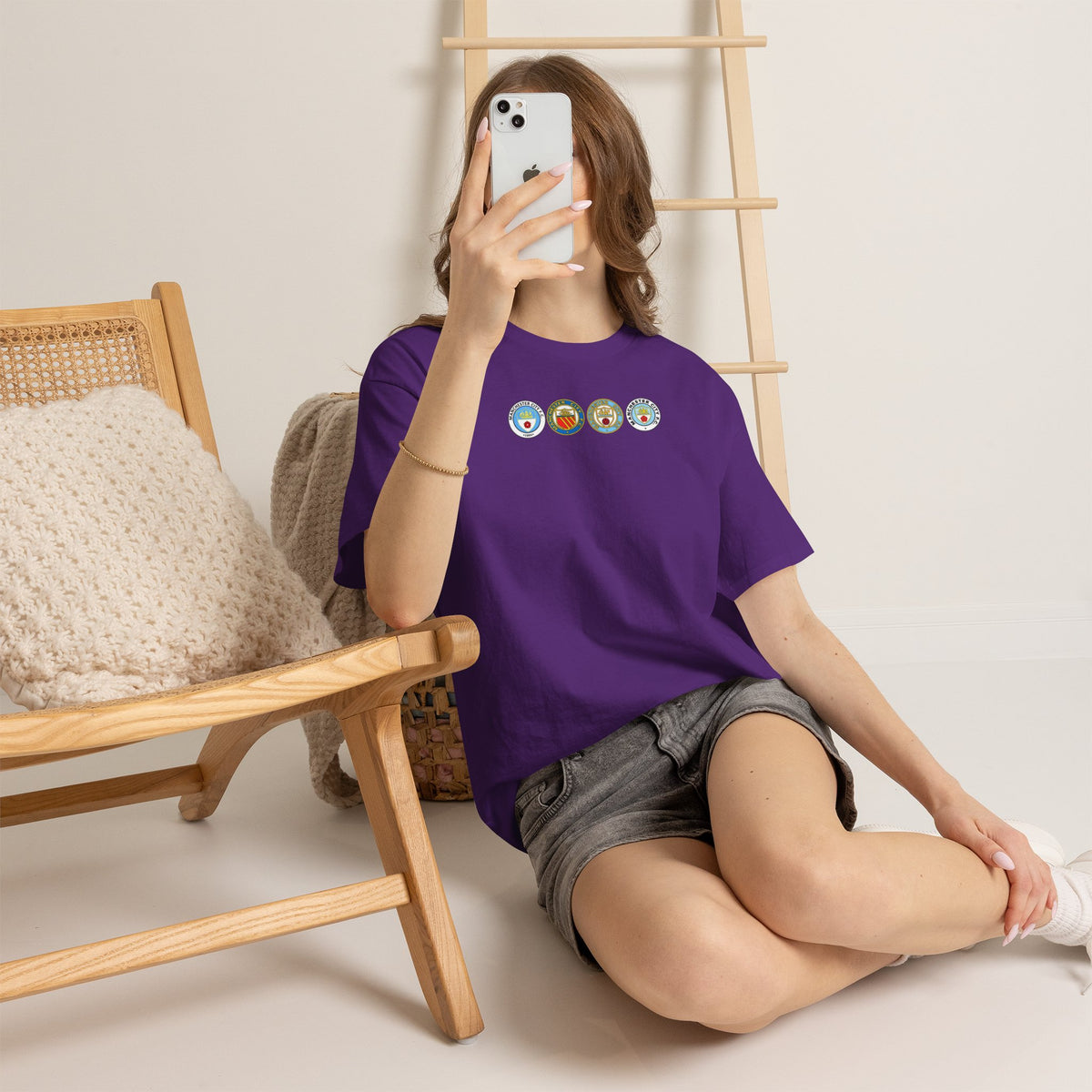 Man City Retro Crest Inspired Cotton T-Shirt