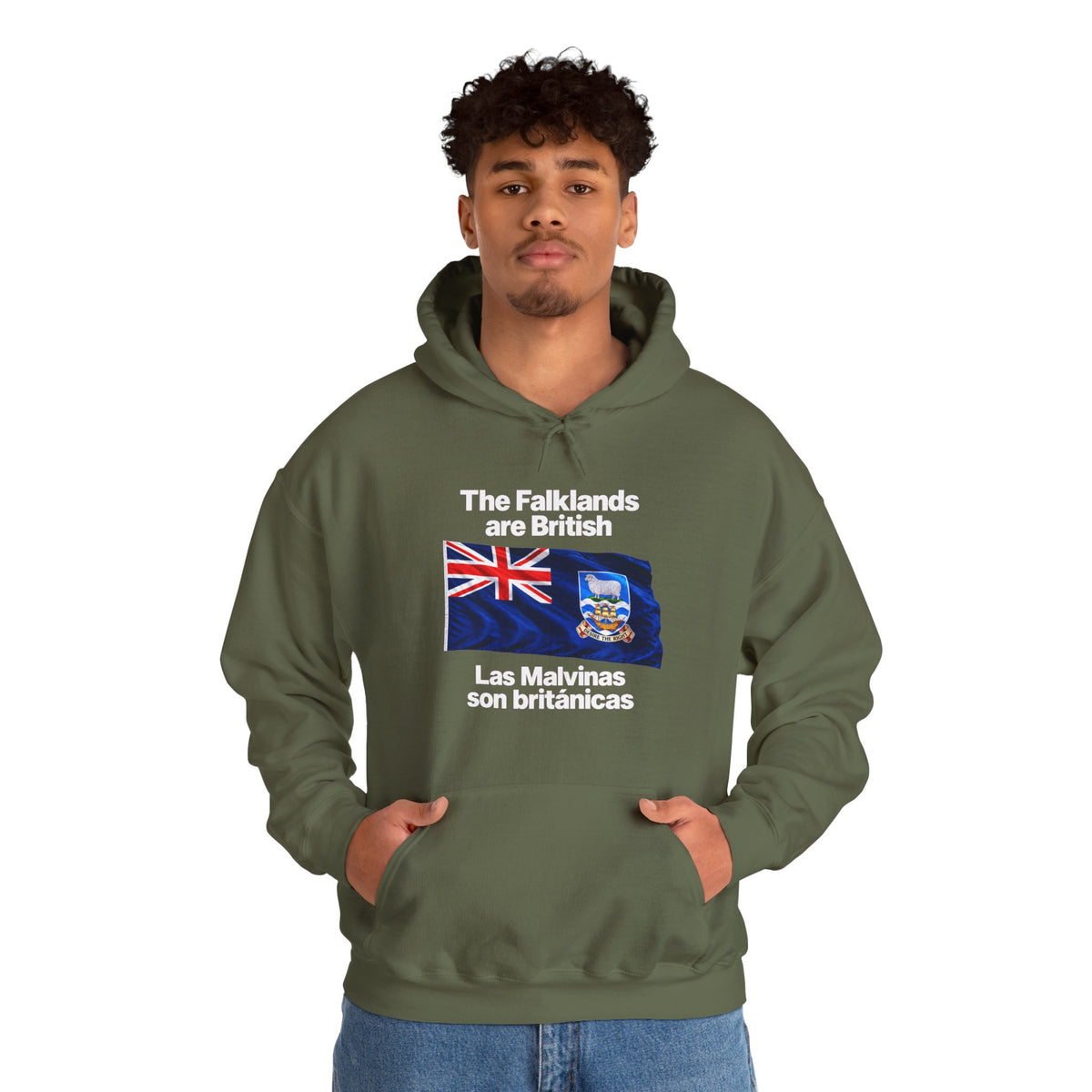 Falklands Are British Hoodie – Bilingual 'Las Malvinas son británicas' Flag Pullover