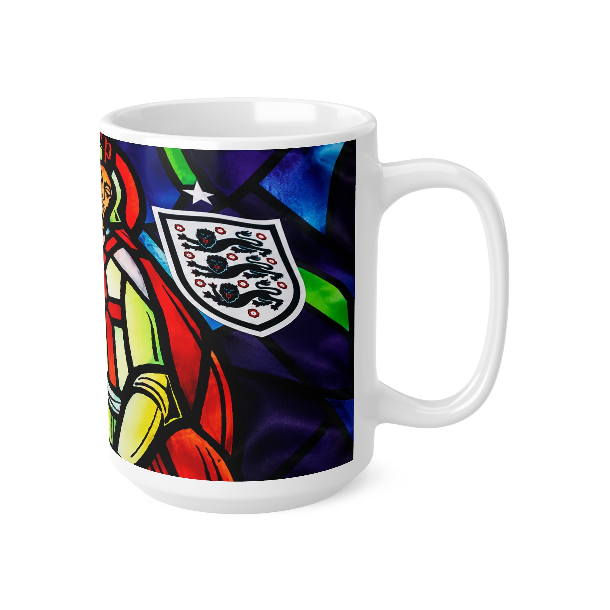 England St George Stained Glass Saint Ceramic Coffee Mug — 11oz & 15oz