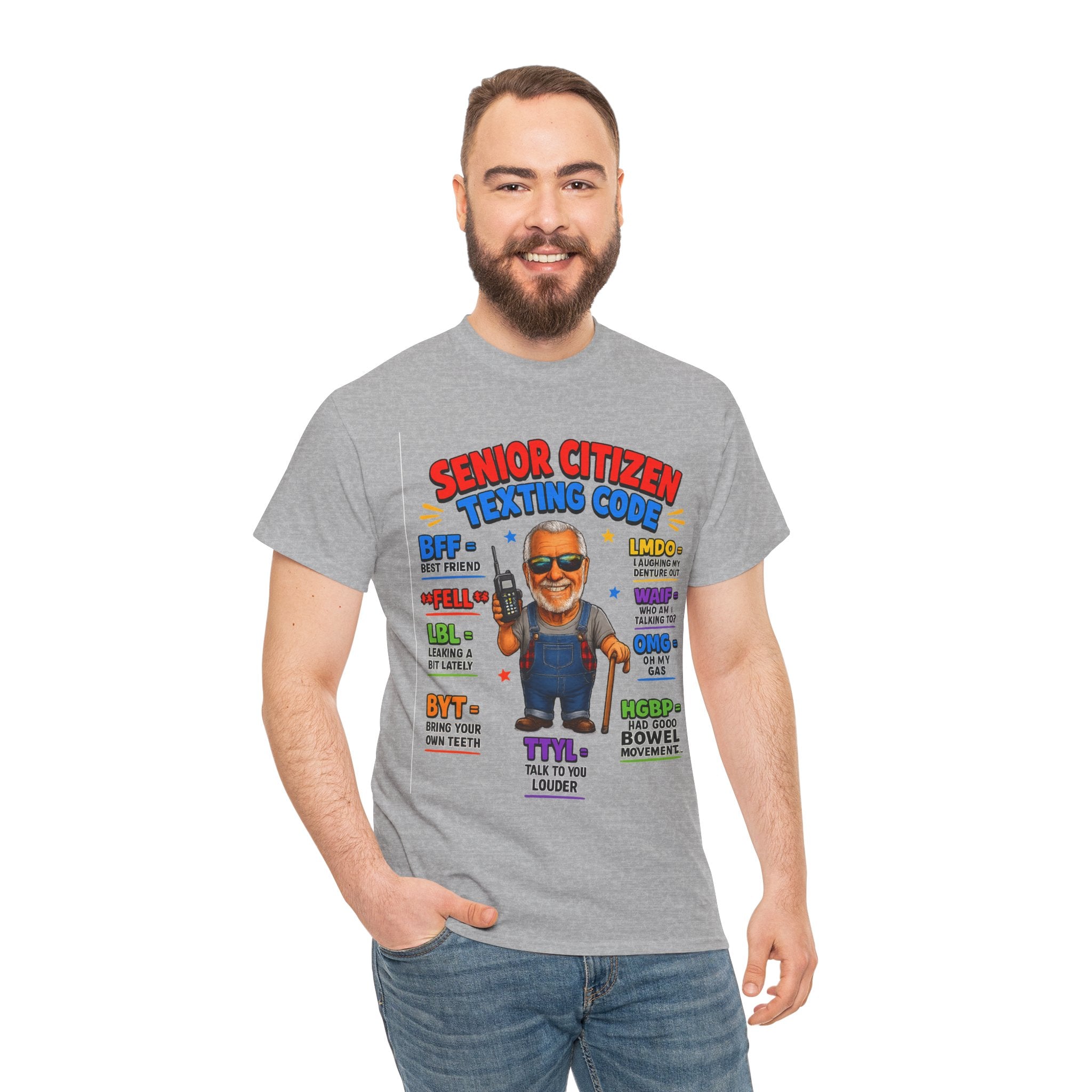 Senior Citizen Texting Code T-Shirt — Funny Grandpa Grandma Retirement Gift