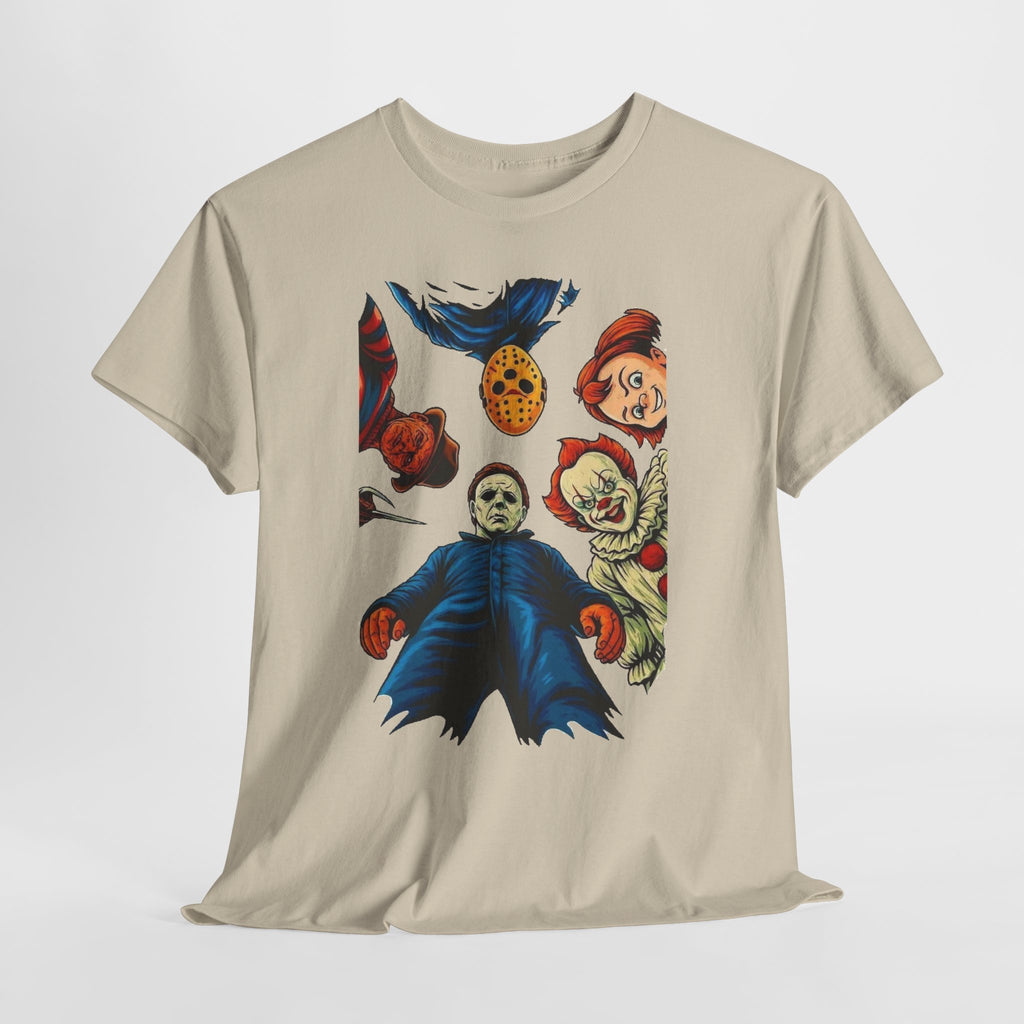 Horror Movie Icons Graphic Tee — Michael Myers, Jason & Classic Clowns Halloween T-Shirt