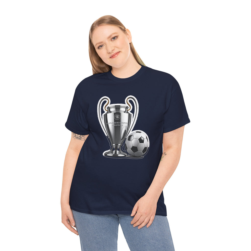 European Cup / Champions League Trophy & Ball Graphic Cotton T-Shirt