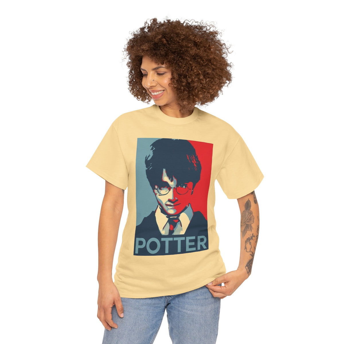 Harry Potter Inspired Vintage Wizard Portrait Cotton T‑Shirt — 'Potter' Graphic Tee